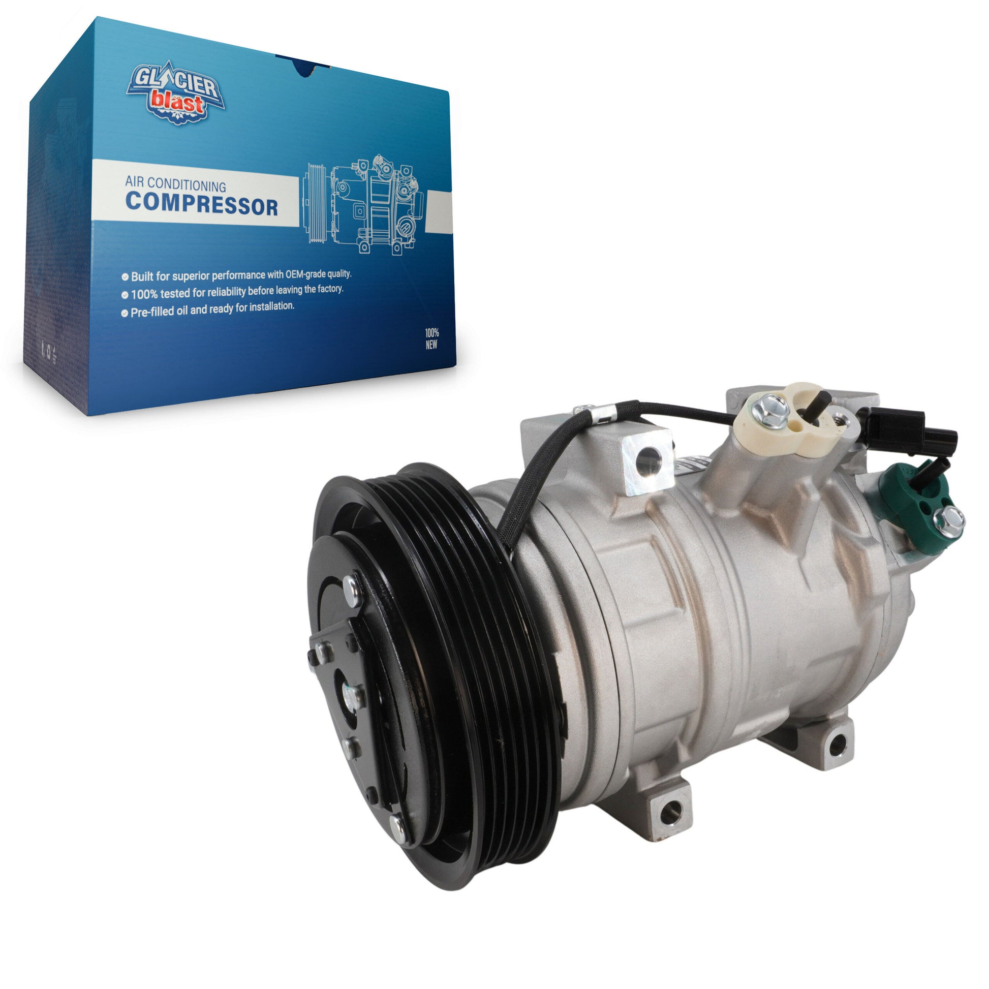 Glacier Blast GLB-HO12491 A/C Compressor for 2007-2017 Acura ZDX, Honda Pilot and More
