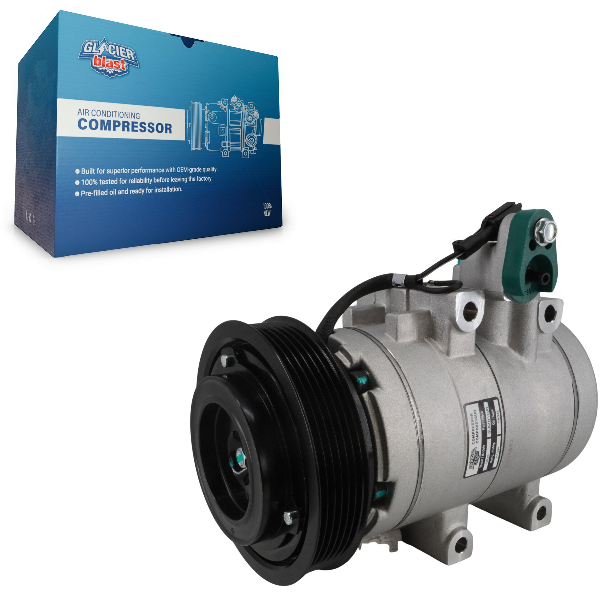 Glacier Blast GLB-HY11491 A/C Compressor for 1999-2009 Kia Magentis, Kia Optima and More