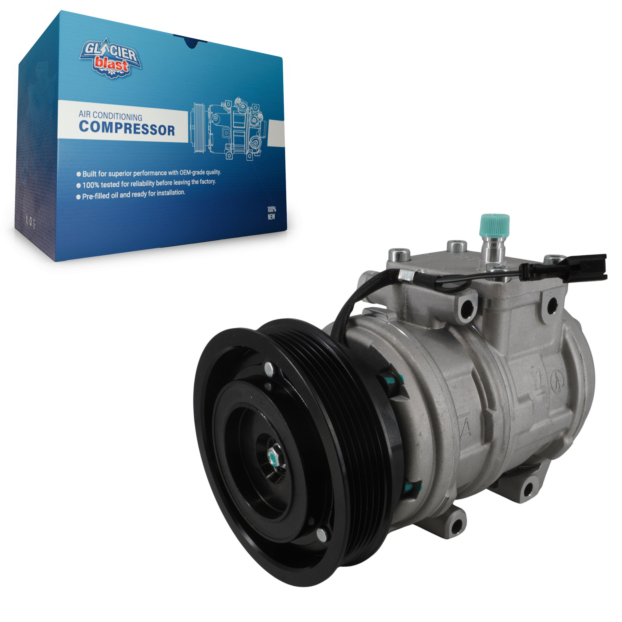 Glacier Blast GLB-HY12282 A/C Compressor for 2005-2010 Hyundai Tucson, Kia Sportage