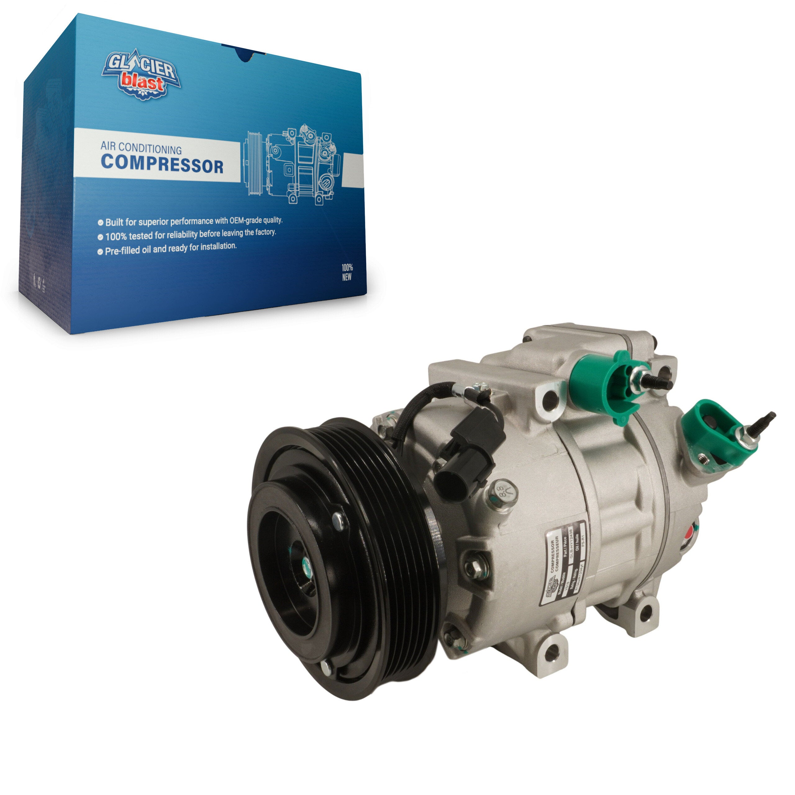Glacier Blast GLB-HY12438 A/C Compressor for 2006-2013 Kia Sorento, Hyundai Santa Fe and More