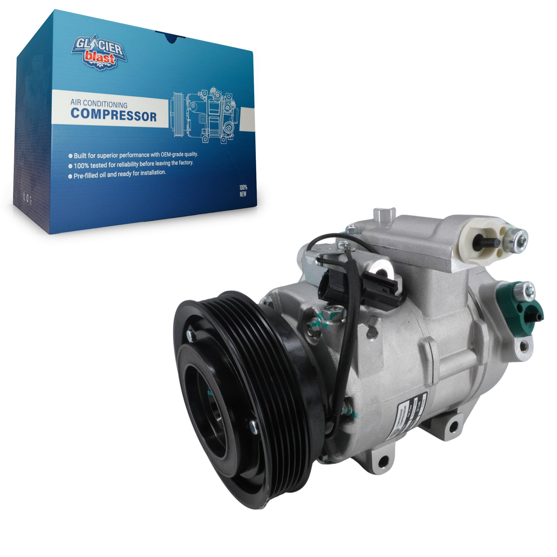 Glacier Blast GLB-HY12956 A/C Compressor for 2012-2014 Hyundai Veloster, Hyundai Accent