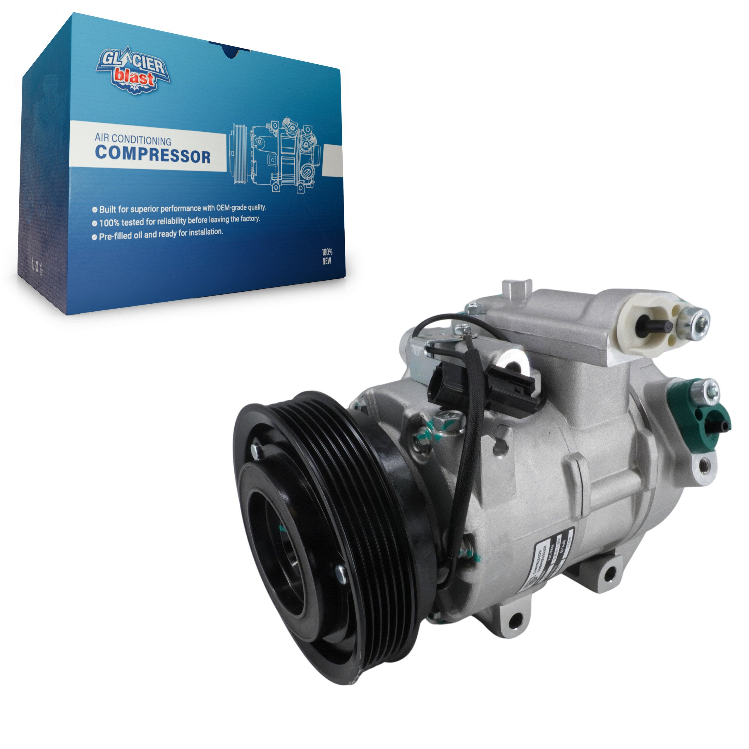 Glacier Blast GLB-HY12956 A/C Compressor for 2012-2014 Hyundai Veloster, Hyundai Accent