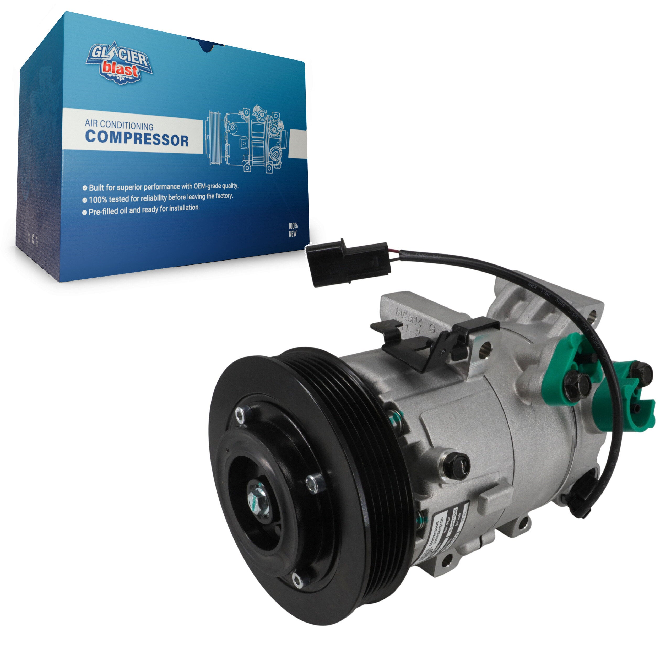 Glacier Blast GLB-HY13204 A/C Compressor for 2014-2020 Hyundai Elantra GT, Hyundai Elantra and More