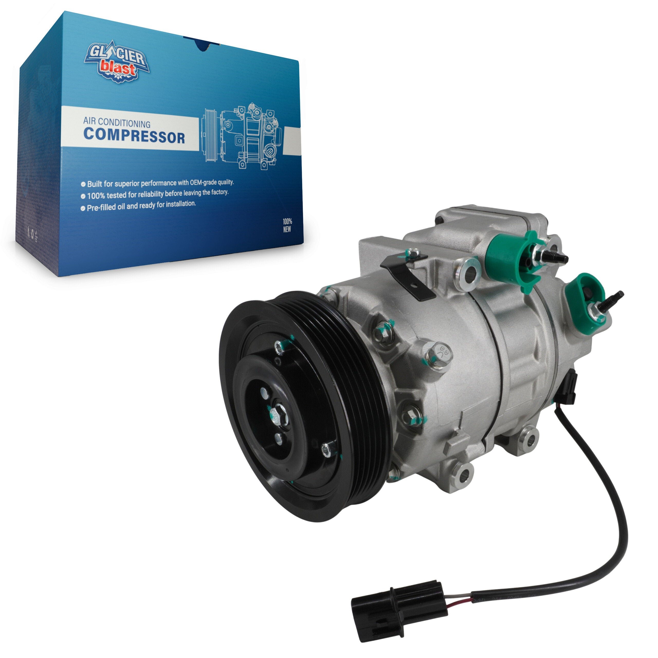 Glacier Blast GLB-KA13157 A/C Compressor for 2011-2018 Kia Sorento, Hyundai Santa Fe Sport