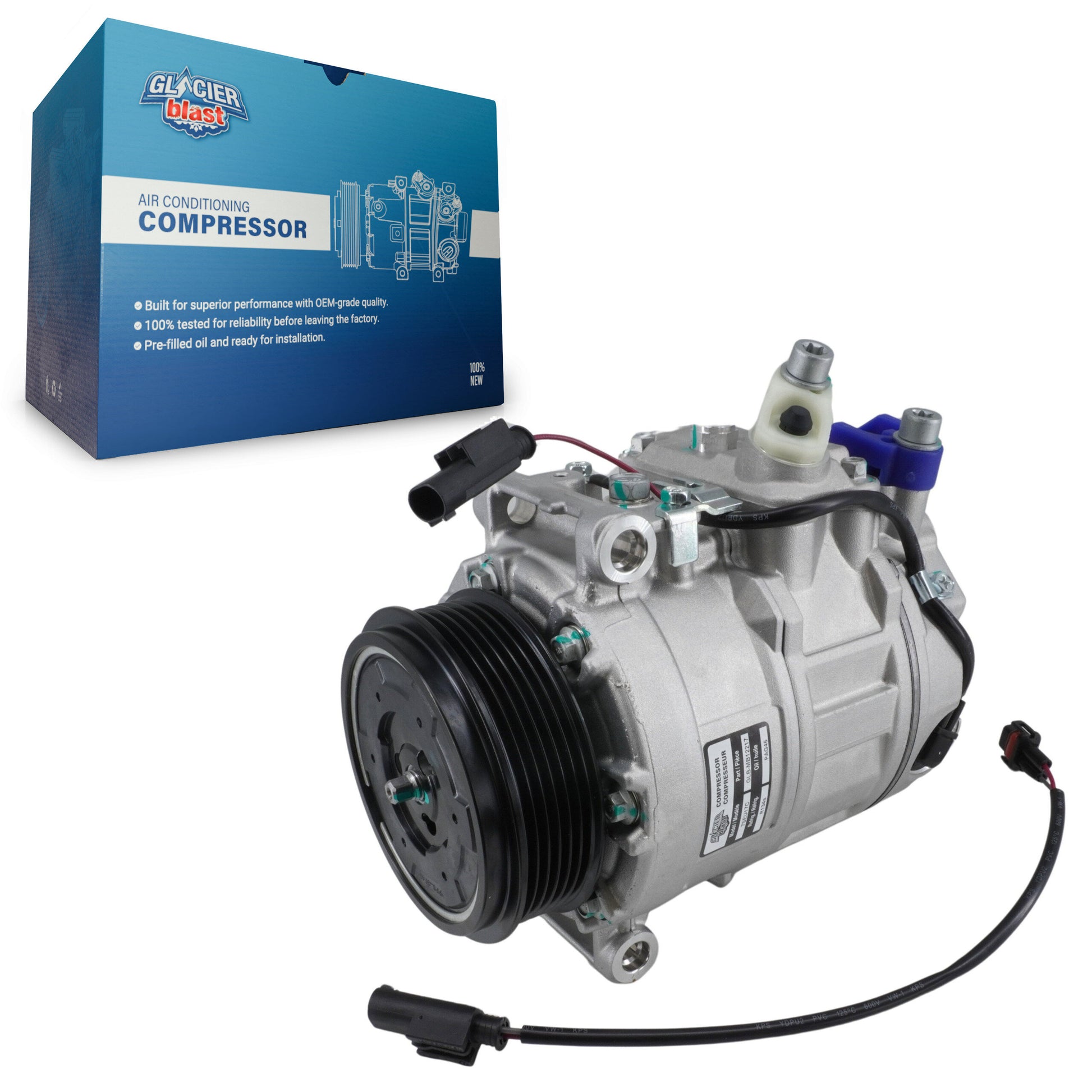 Glacier Blast GLB-MB12217 A/C Compressor for 2000-2012 Mercedes-Benz CLS500, Mercedes-Benz ML450 and More