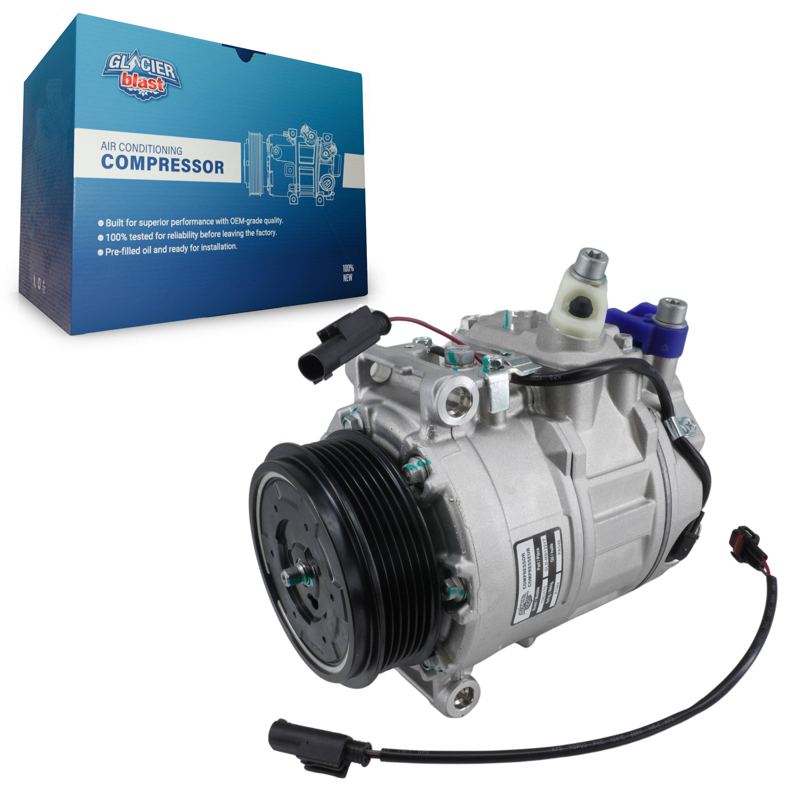 Glacier Blast GLB-MB12217 A/C Compressor for 2000-2012 Mercedes-Benz CLS500, Mercedes-Benz ML450 and More