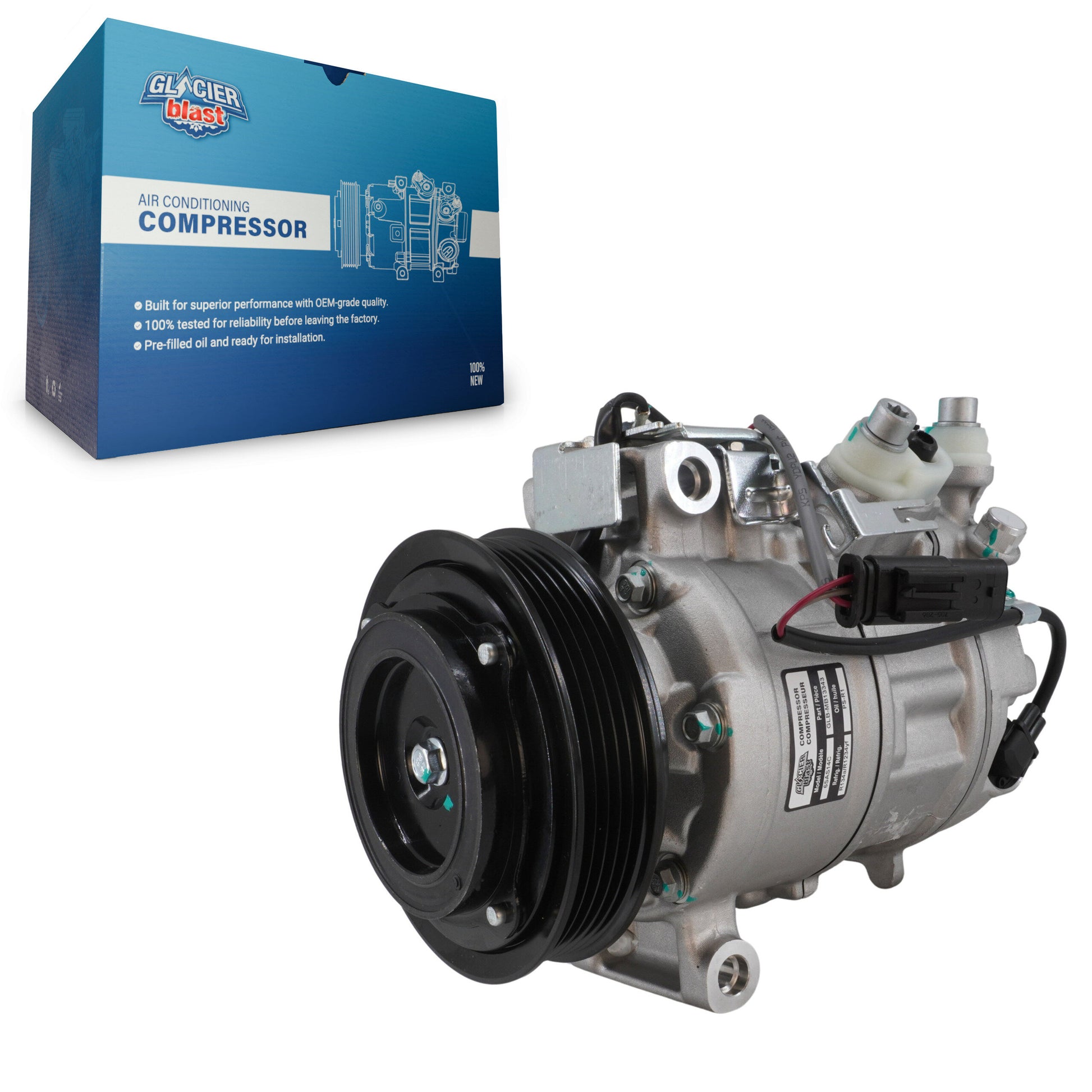 Glacier Blast GLB-MB13343 A/C Compressor for 2014-2025 Mercedes-Benz CLA45 AMG S, Mercedes-Benz GLB35 AMG and More