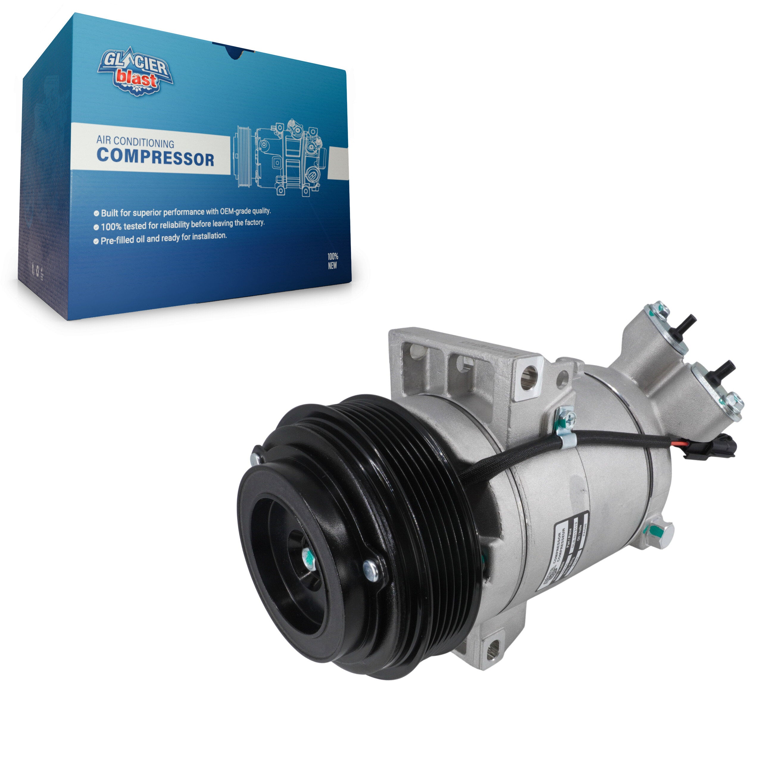 Glacier Blast GLB-NI13119 A/C Compressor for 2013-2021 Chevrolet City Express, Nissan NV200