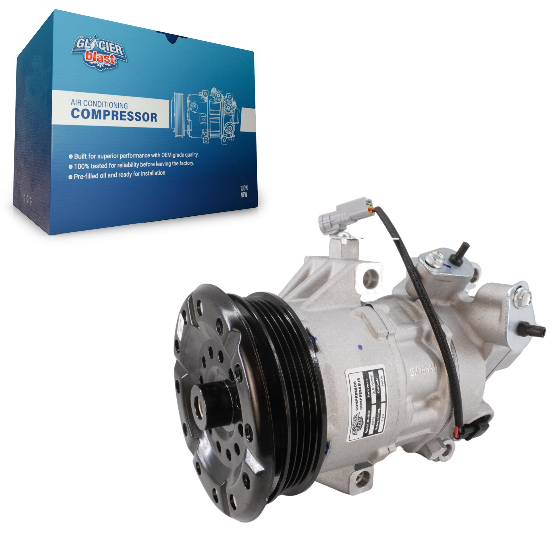 Glacier Blast GLB-TO12151 A/C Compressor for 2004-2018 Toyota Yaris, Scion xA and More