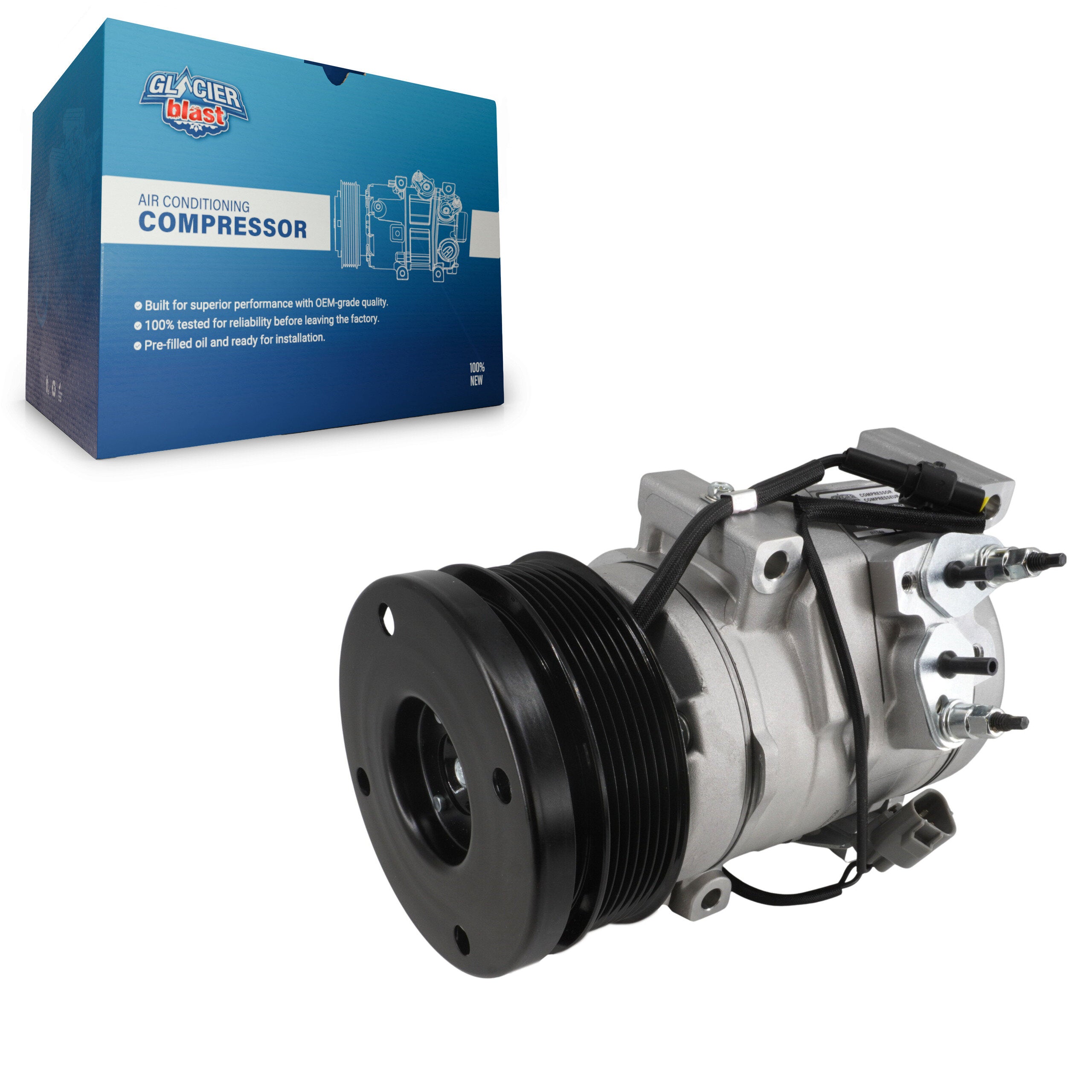 Glacier Blast GLB-TO12256 A/C Compressor for 2003-2014 Toyota FJ Cruiser, Toyota Tundra and More
