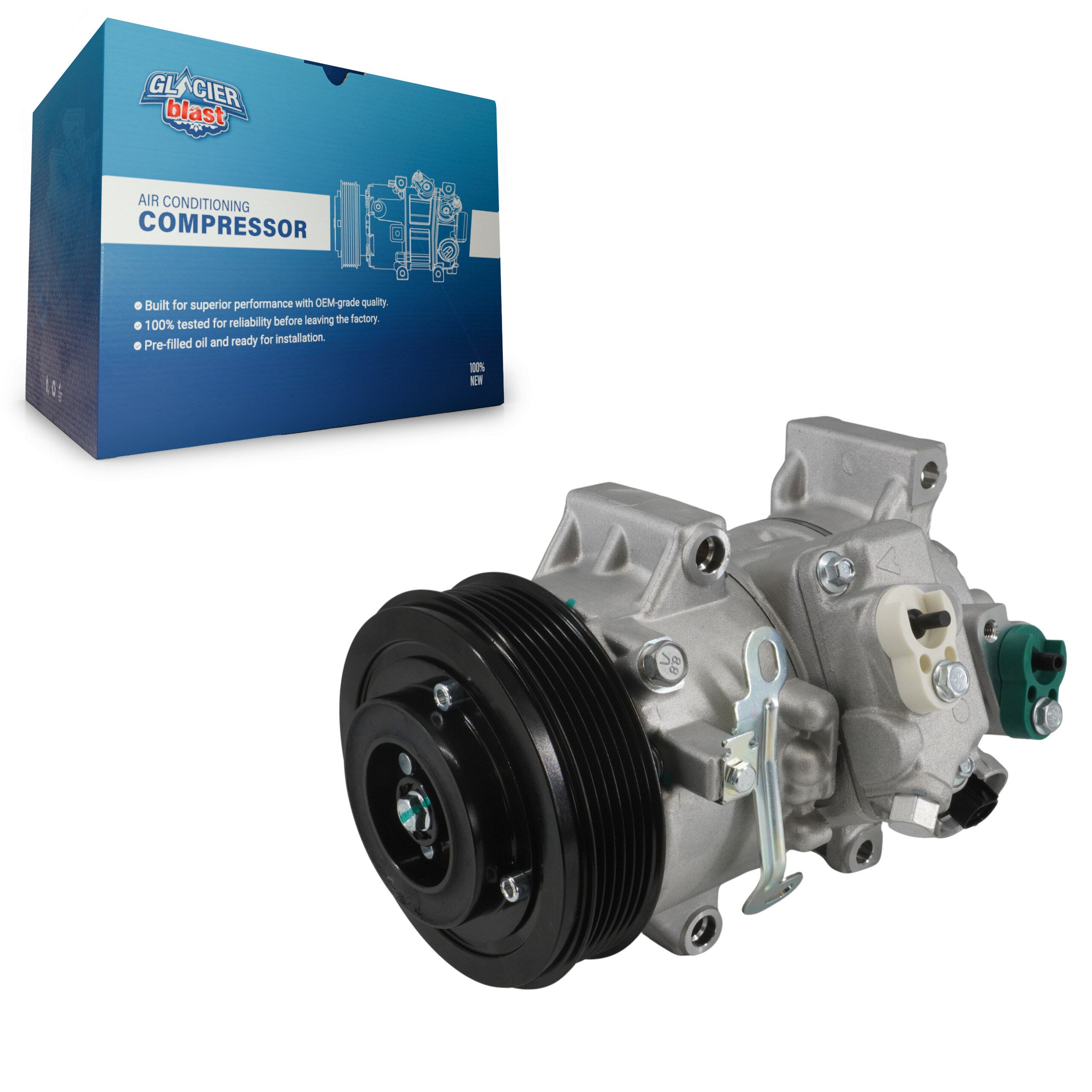 Glacier Blast GLB-TO12719 A/C Compressor for 2008-2014 Toyota Corolla, Toyota Matrix and More