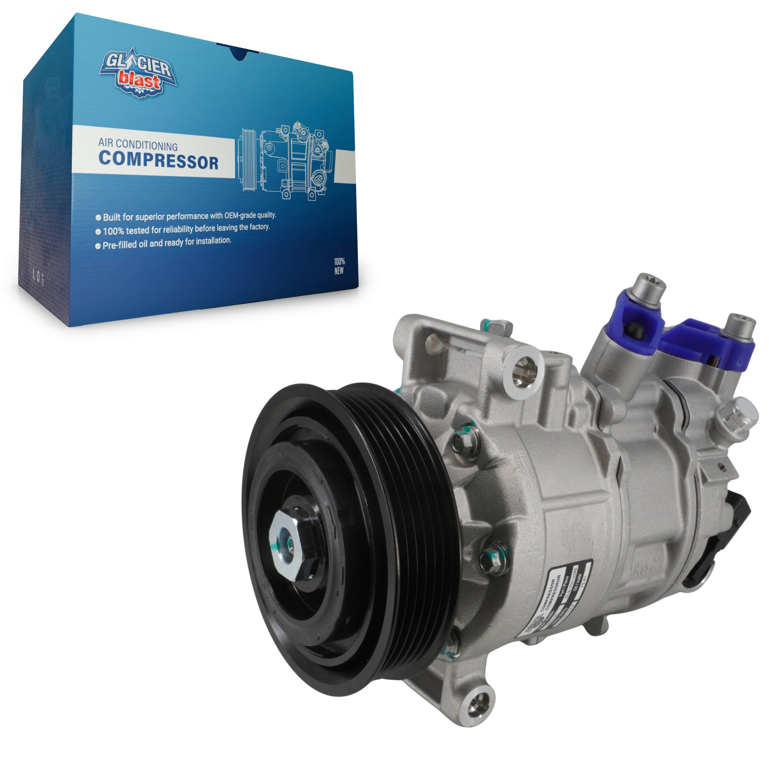 Glacier Blast GLB-VW13286 A/C Compressor for 2015-2025 Audi Q3, Volkswagen Arteon and More