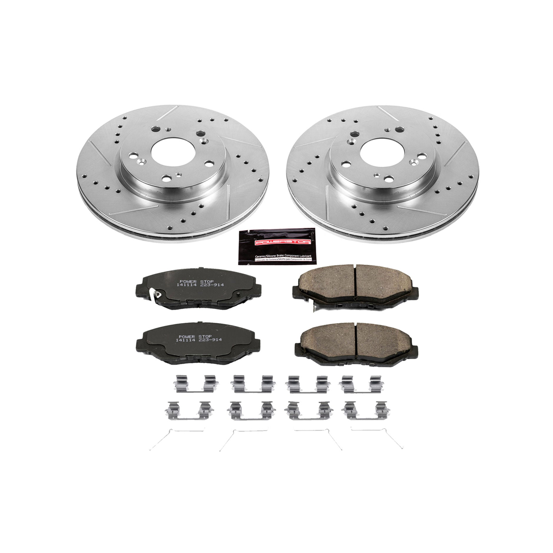 Power Stop K6490 - Z23 Evolution Sport Performance 1-Click Brake Kit With Hardware (Front)