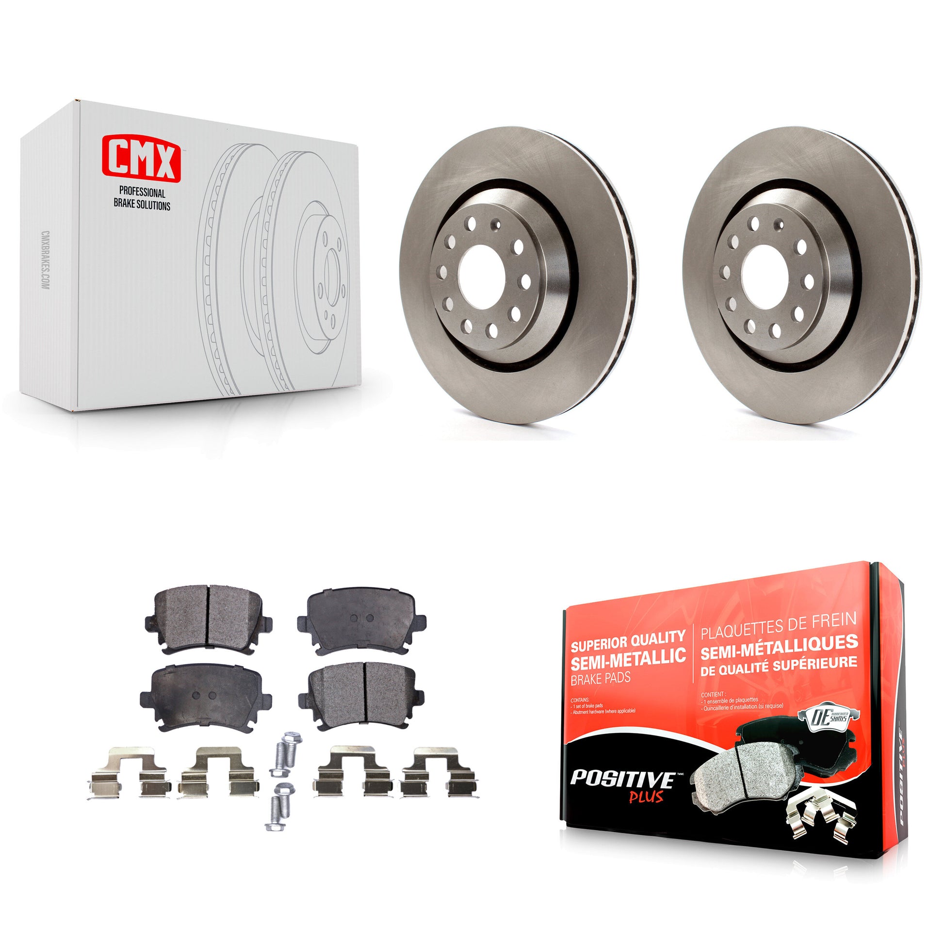 Transit Auto K8F-101857 Disc Brake Kit for 2006-2021 Volkswagen GTI, Volkswagen CC, Volkswagen Golf R & more - Rear product image