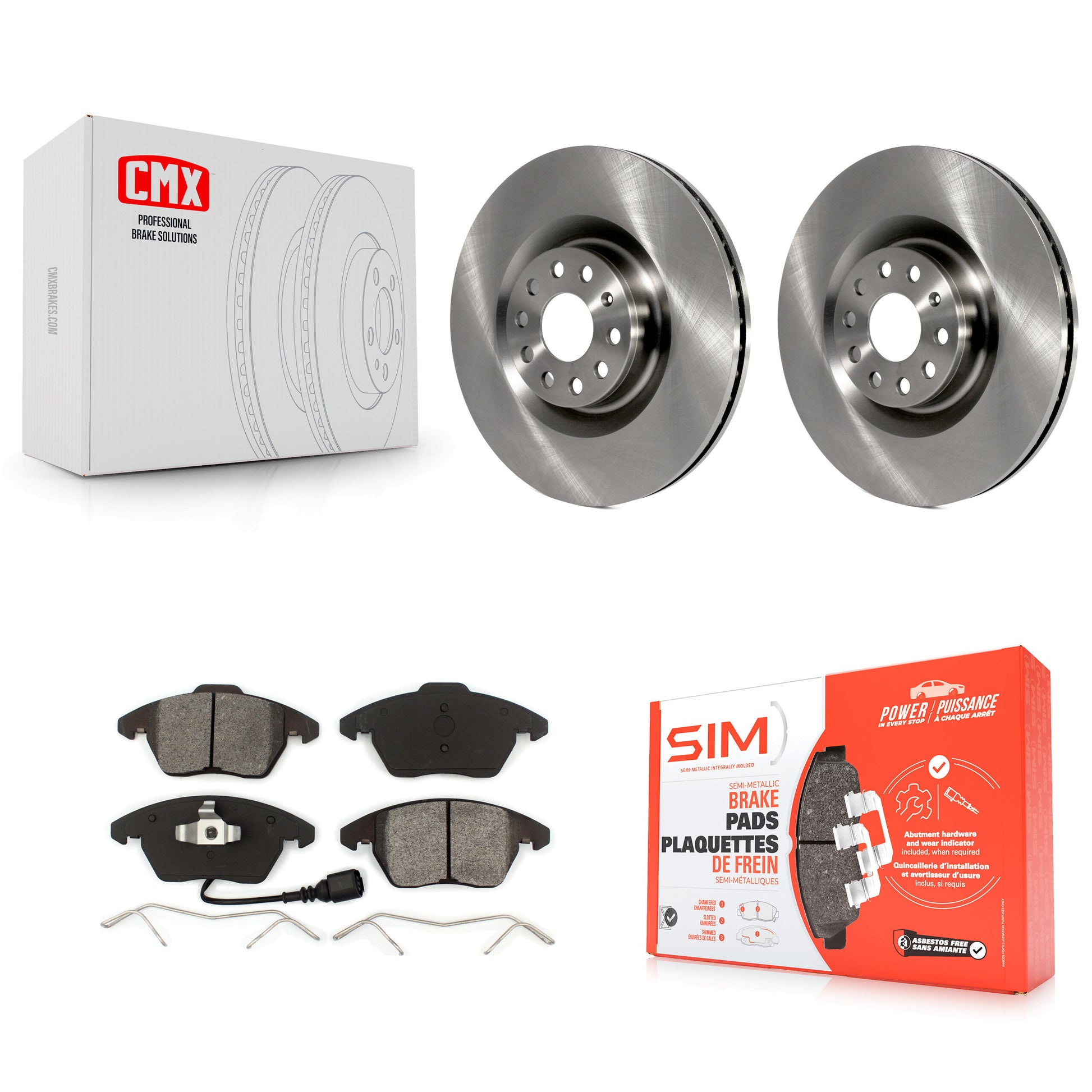 Transit Auto K8S-100500 Disc Brake Kit for 2009-2013 Volkswagen GTI, Volkswagen CC, Audi A3 Quattro & more - Front product image