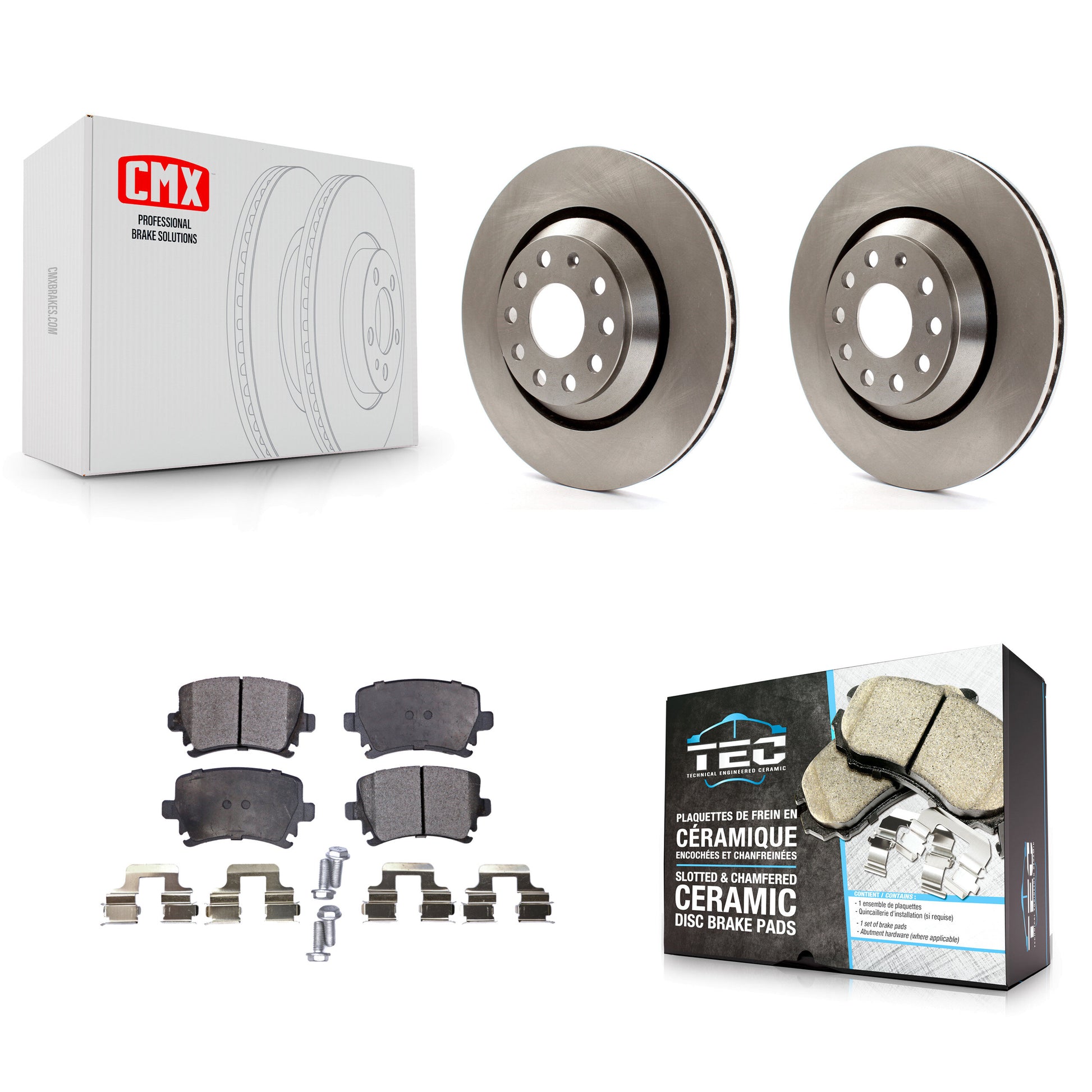 Transit Auto K8T-101989 Disc Brake Kit for 2006-2021 Volkswagen GTI, Volkswagen CC, Volkswagen Golf R & more - Rear product image