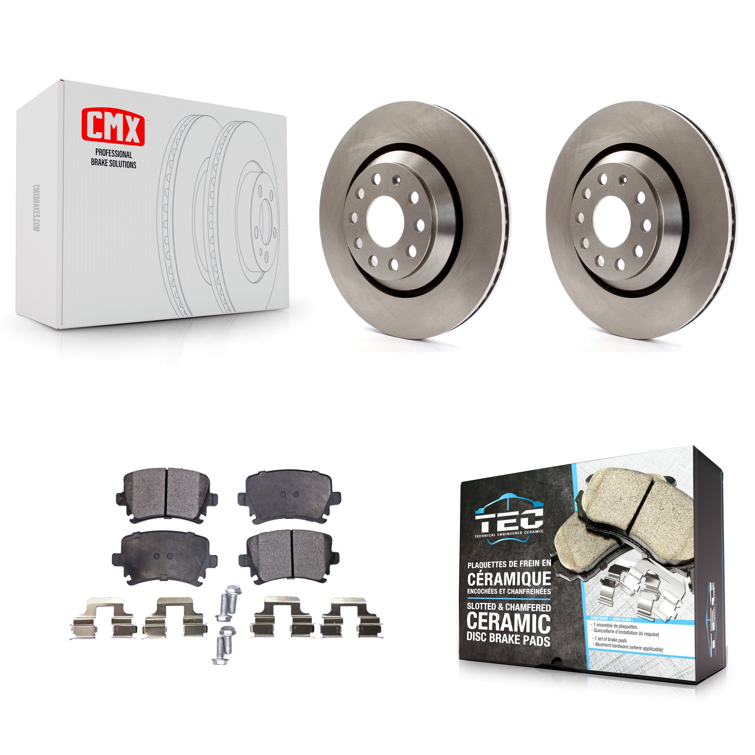 Transit Auto K8T-101989 Disc Brake Kit for 2006-2021 Volkswagen GTI, Volkswagen CC, Volkswagen Golf R & more - Rear product image