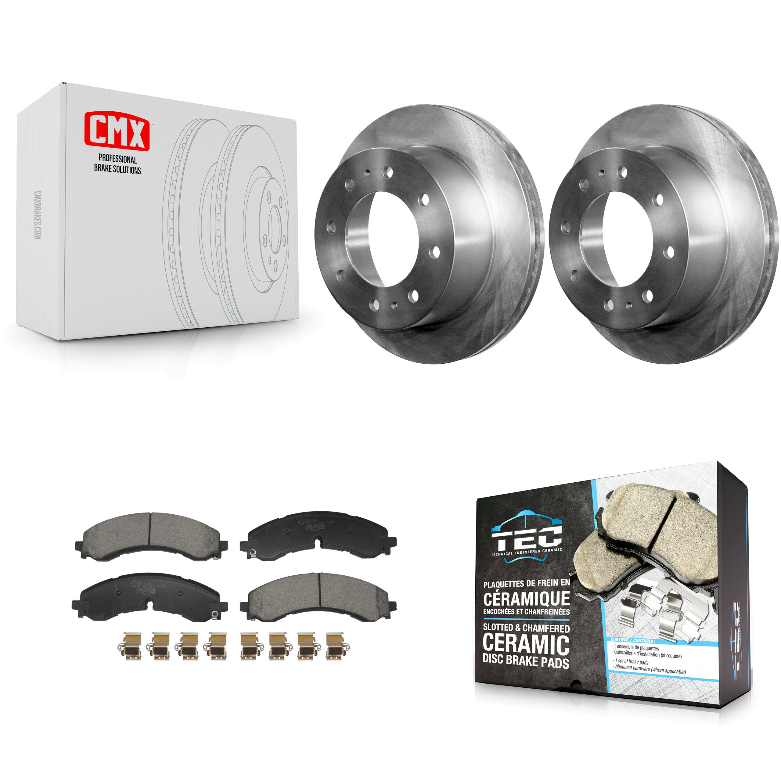 Transit Auto K8T-104531 Disc Brake Kit for 2020-2024 Chevrolet Silverado 2500 HD, Chevrolet Silverado 3500 HD, GMC Sierra 2500 HD & more - Rear product image