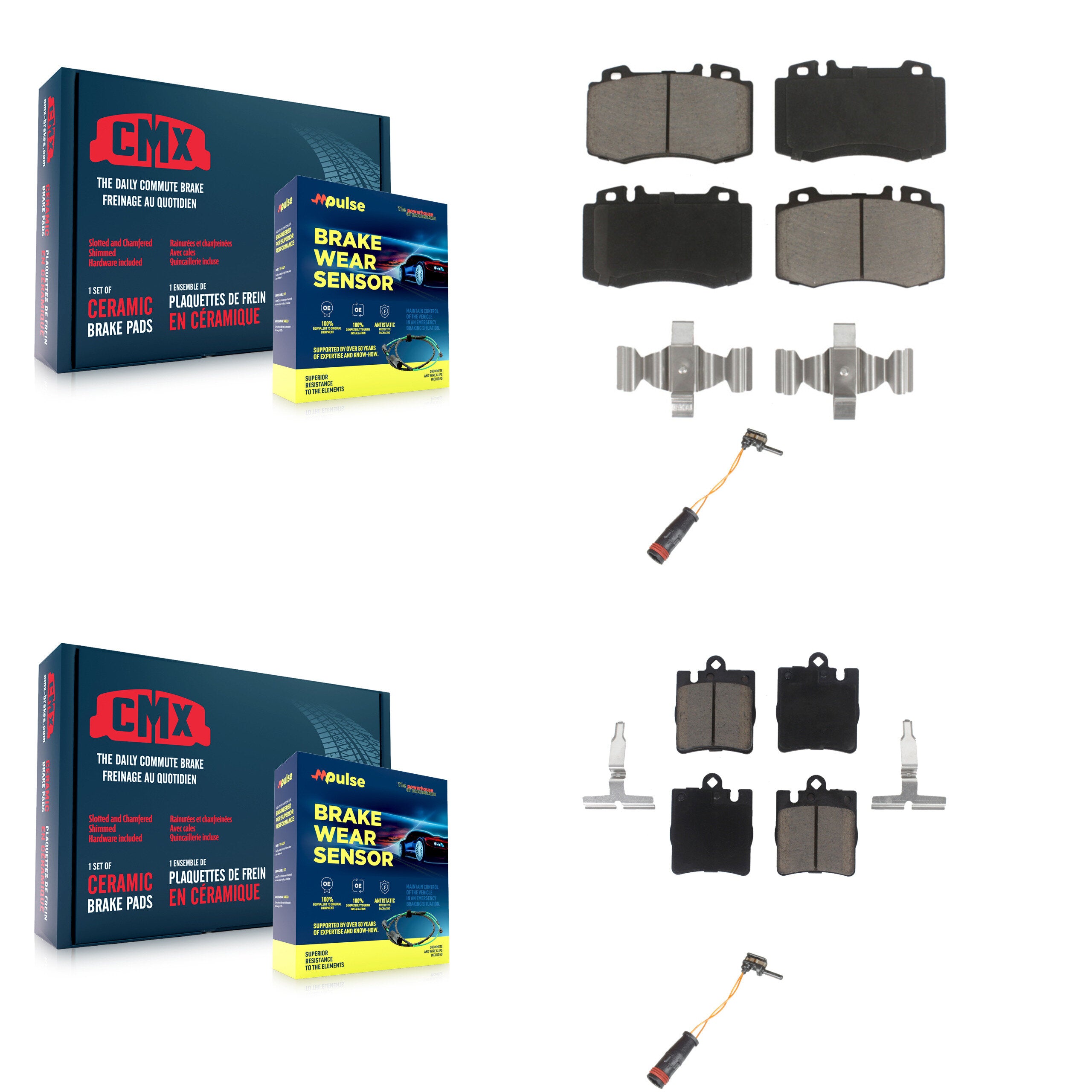 CMX KCW-100034 Disc Brake Pad for 2003-2007 Mercedes-Benz C350, Mercedes-Benz SLK350, Mercedes-Benz C230 & more - Front and Rear product image