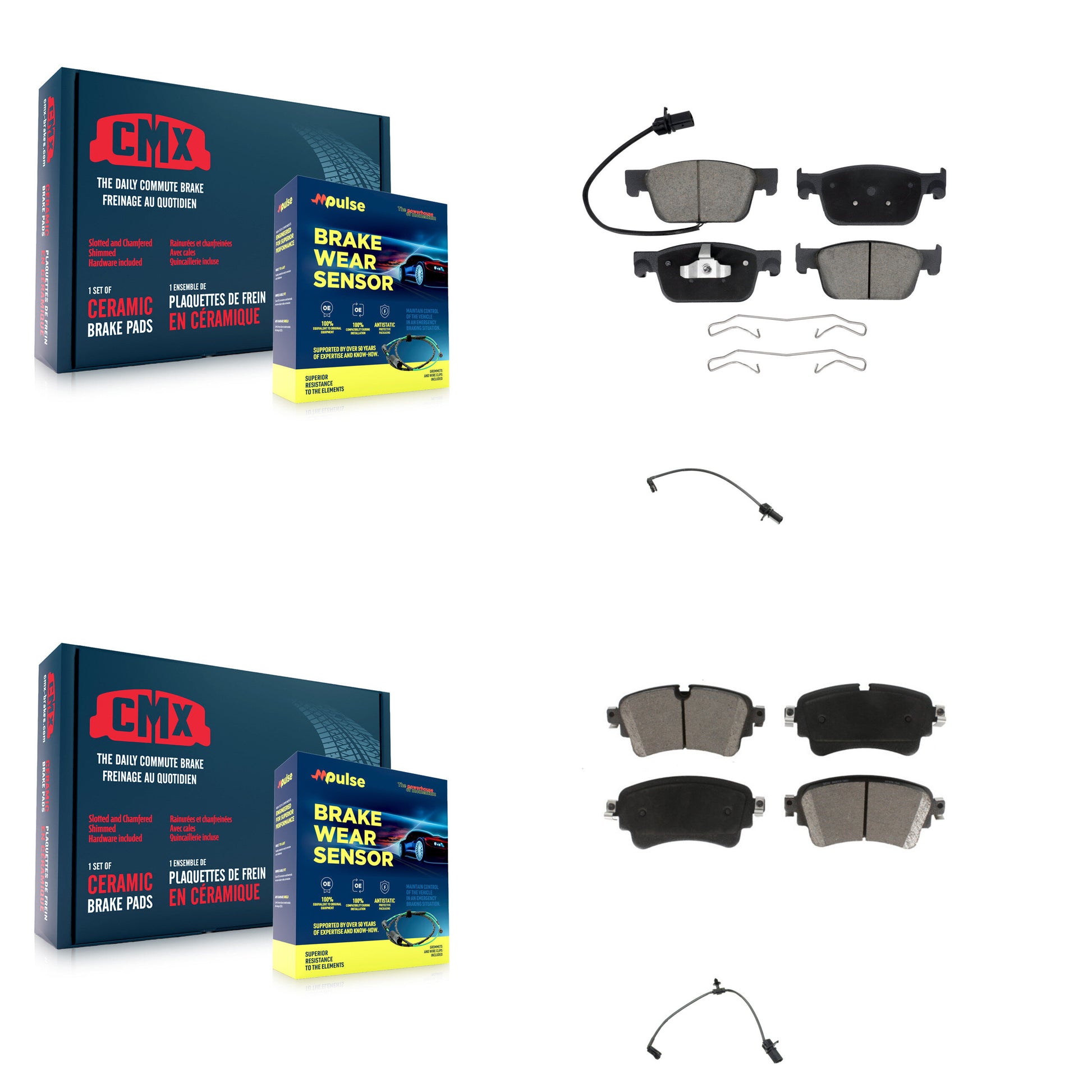 CMX KCW-100082 Disc Brake Pad for 2017-2019 Audi A4, Audi A4 Quattro, Audi A5 Quattro & more - Front and Rear product image