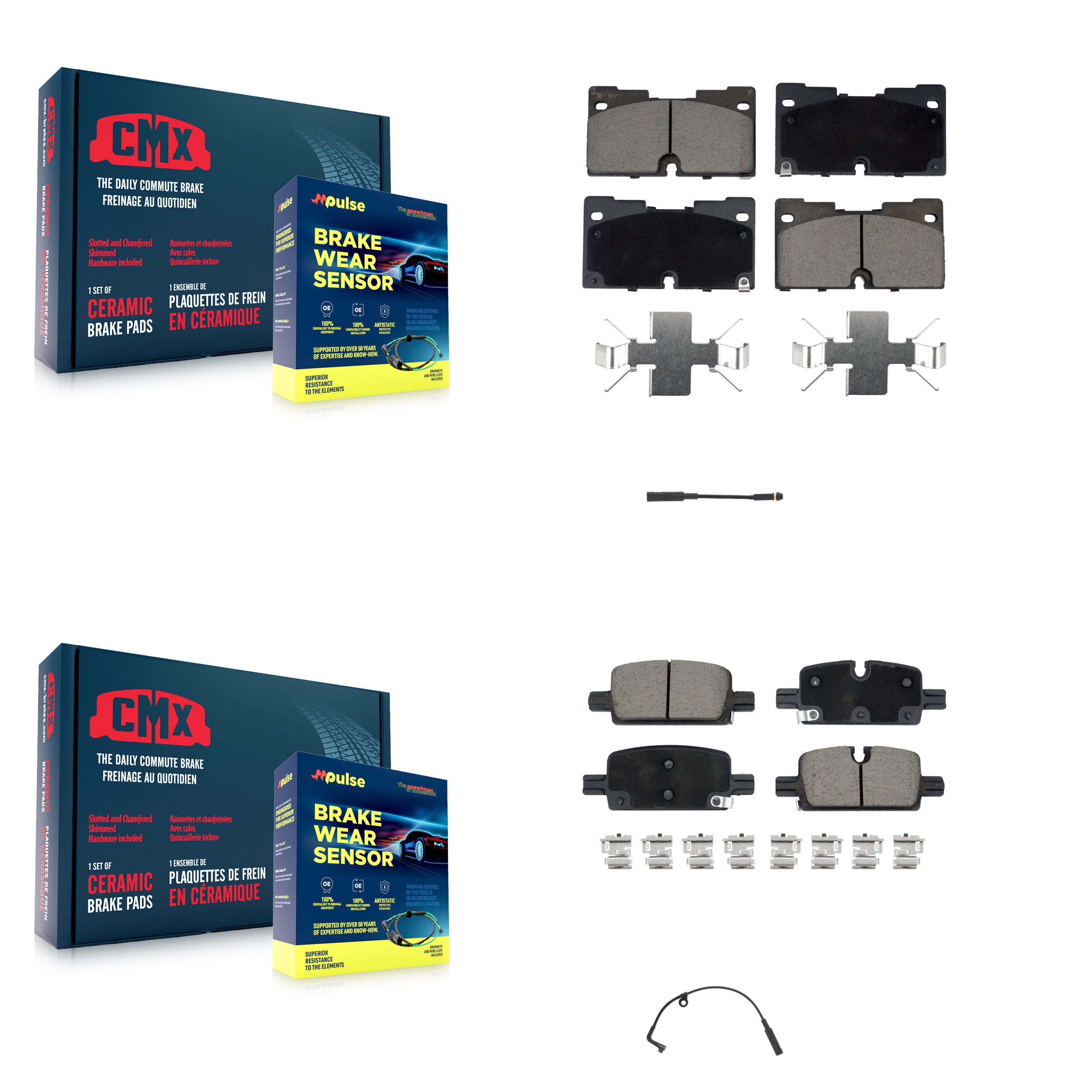 CMX KCW-100144 Disc Brake Pad for 2019-2024 Chevrolet Silverado 1500, Chevrolet Silverado 1500 LTD, GMC Sierra 1500 & more - Front and Rear product image