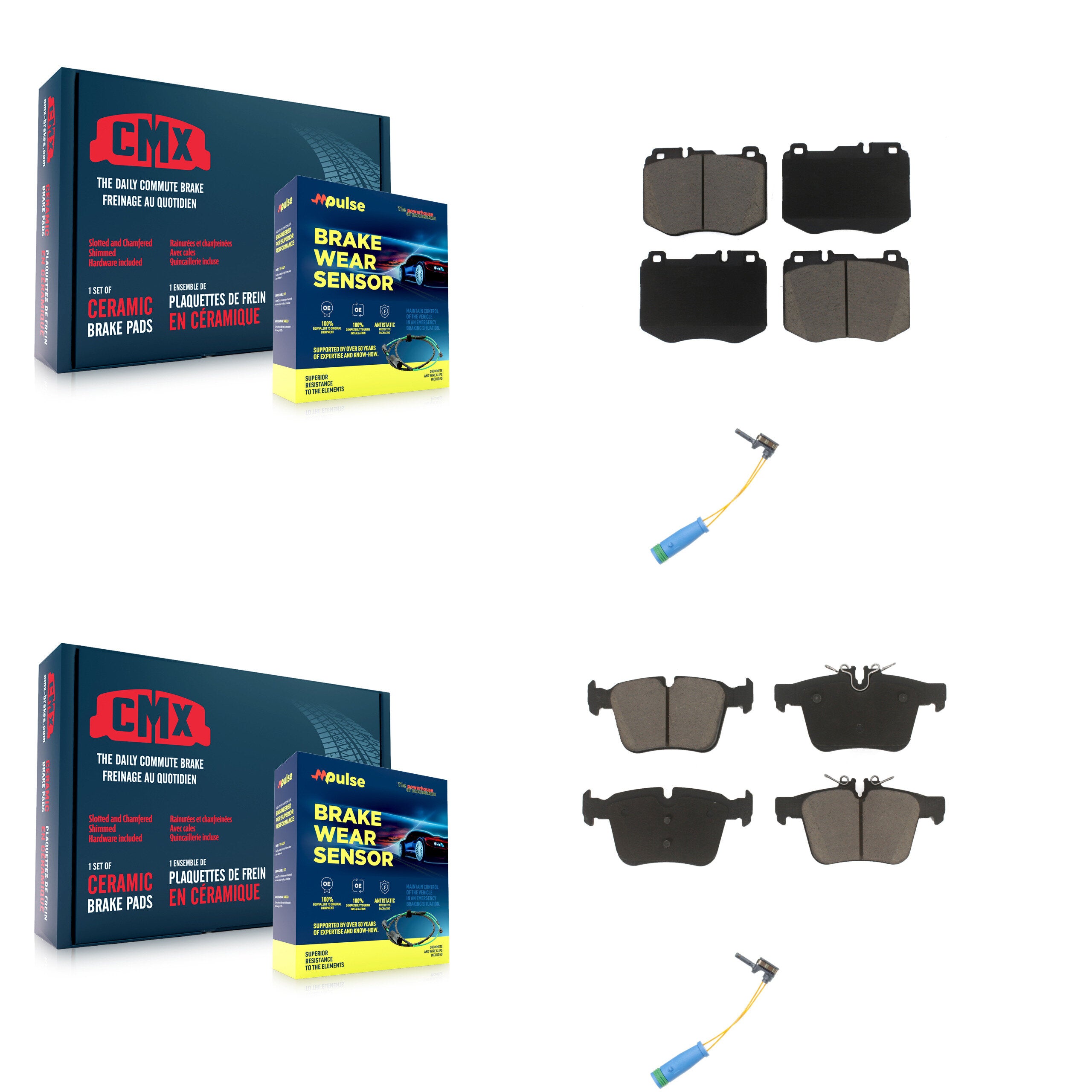 CMX KCW-100157 Disc Brake Pad for 2015-2021 Mercedes-Benz C300, Mercedes-Benz C350e, Mercedes-Benz C400 - Front and Rear product image