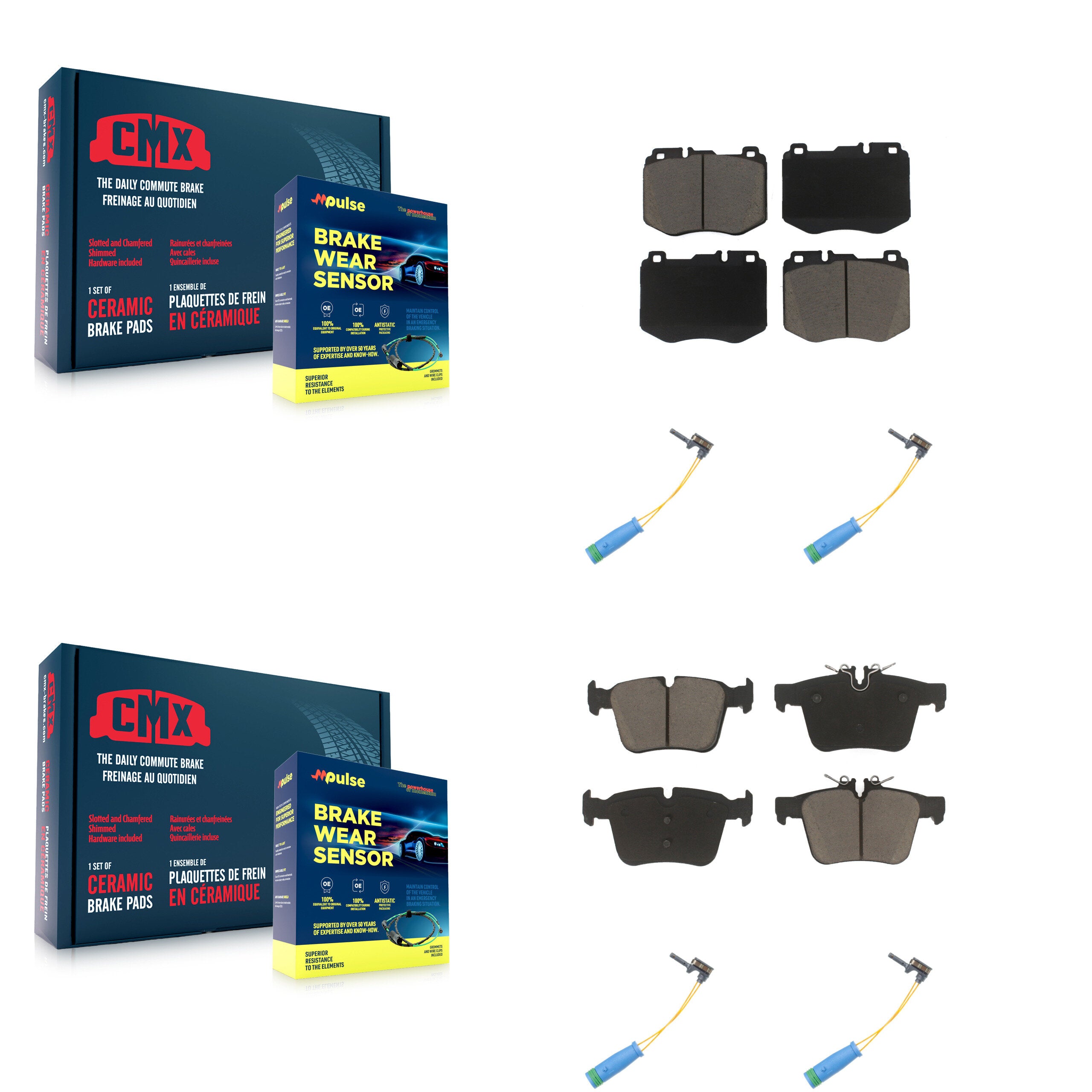 CMX KCW-100308 Disc Brake Pad for 2015-2021 Mercedes-Benz C300, Mercedes-Benz C350e, Mercedes-Benz C400 - Front and Rear product image