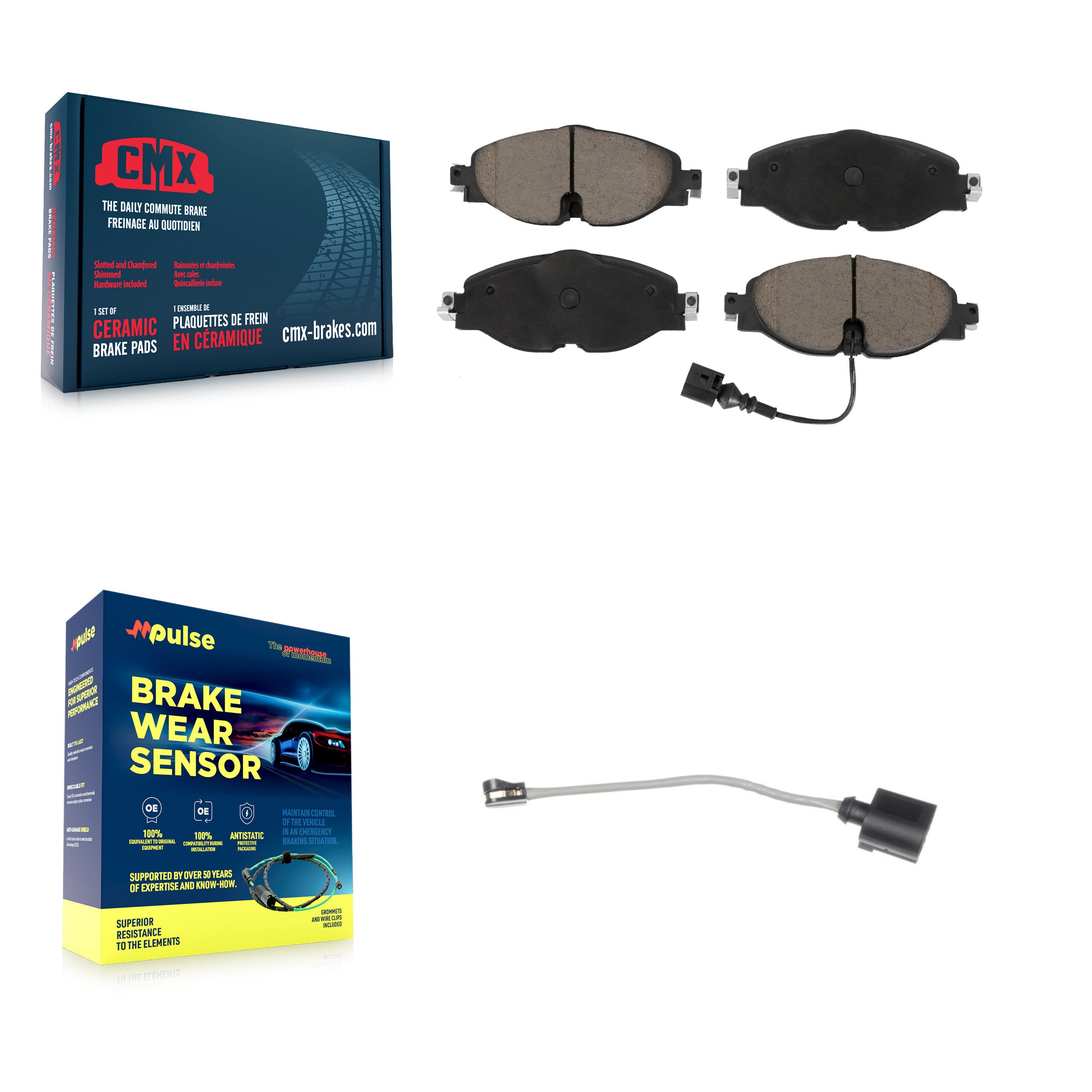 CMX KCW-100599 Disc Brake Pad for 2015-2024 Volkswagen Jetta, Volkswagen Taos, Audi TT Quattro & more - Front product image