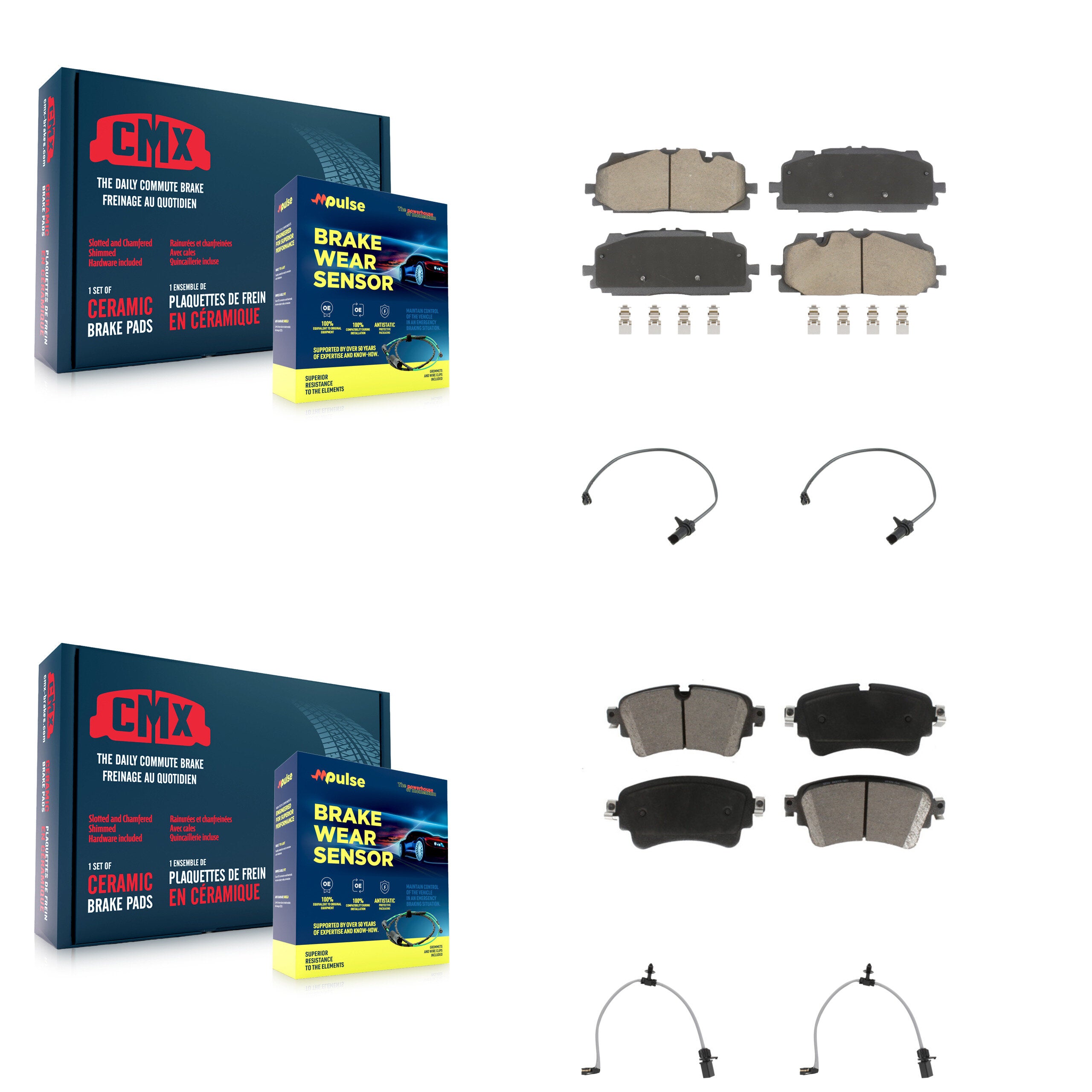 CMX KCW-101072 Disc Brake Pad for 2018-2020 Audi A6 allroad, Audi A6 Quattro, Audi A7 Sportback & more - Front and Rear product image