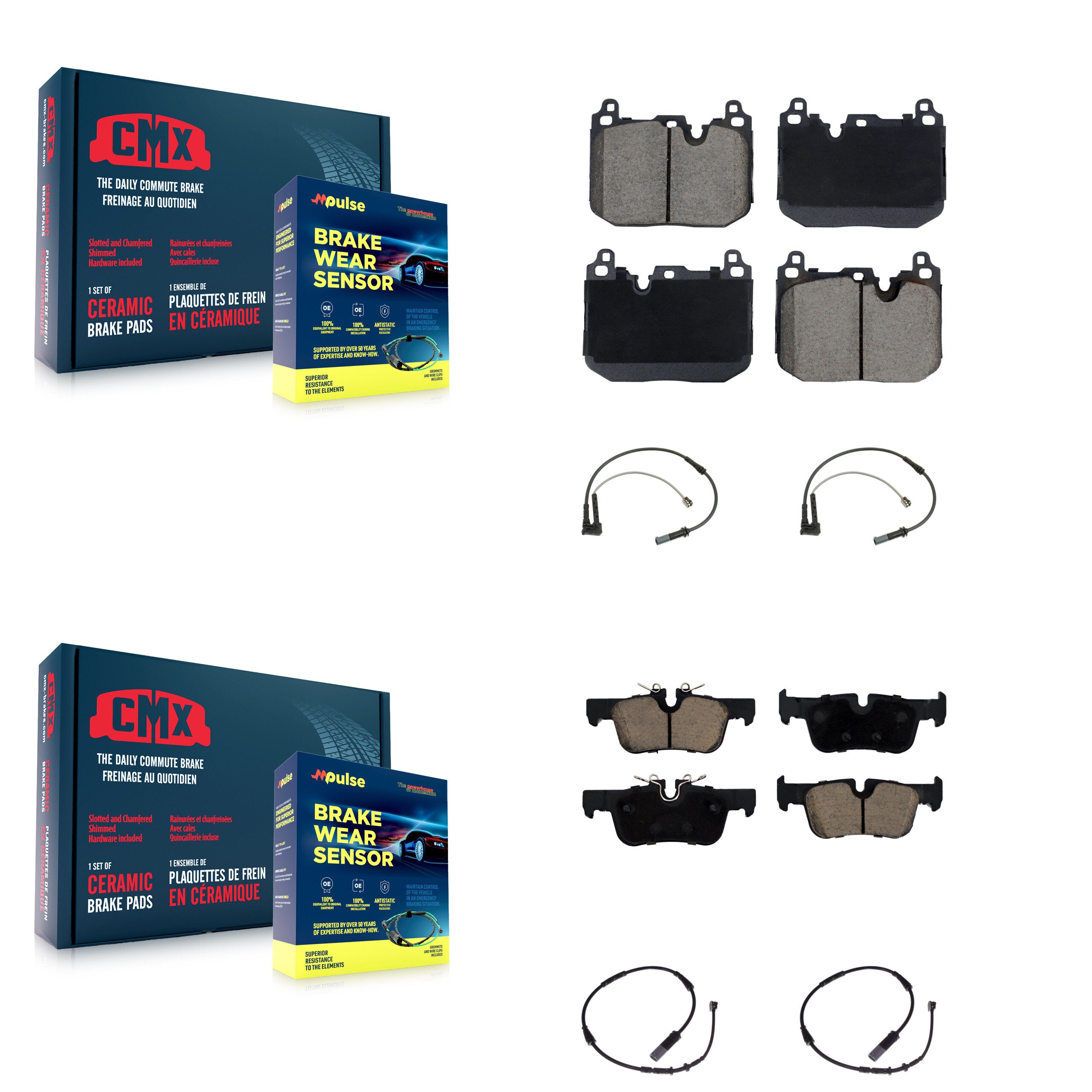 CMX KCW-101081 Disc Brake Pad for 2019-2022 BMW 228i Gran Coupe, BMW 228i xDrive Gran Coupe, Mini Cooper Clubman & more - Front and Rear product image