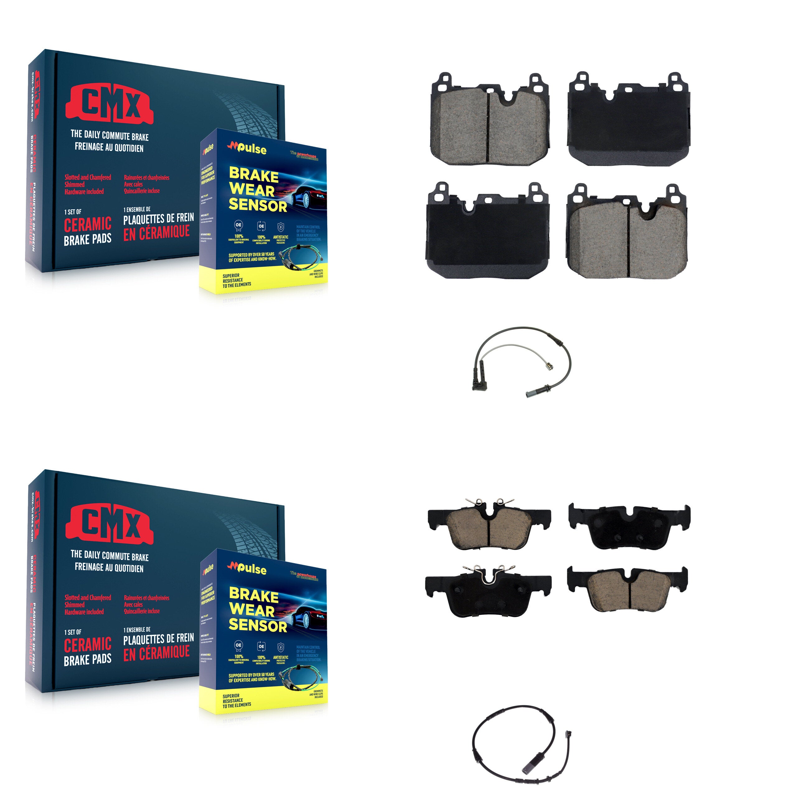 CMX KCW-101126 Disc Brake Pad for 2019-2022 BMW 228i Gran Coupe, BMW 228i xDrive Gran Coupe, Mini Cooper Clubman & more - Front and Rear product image
