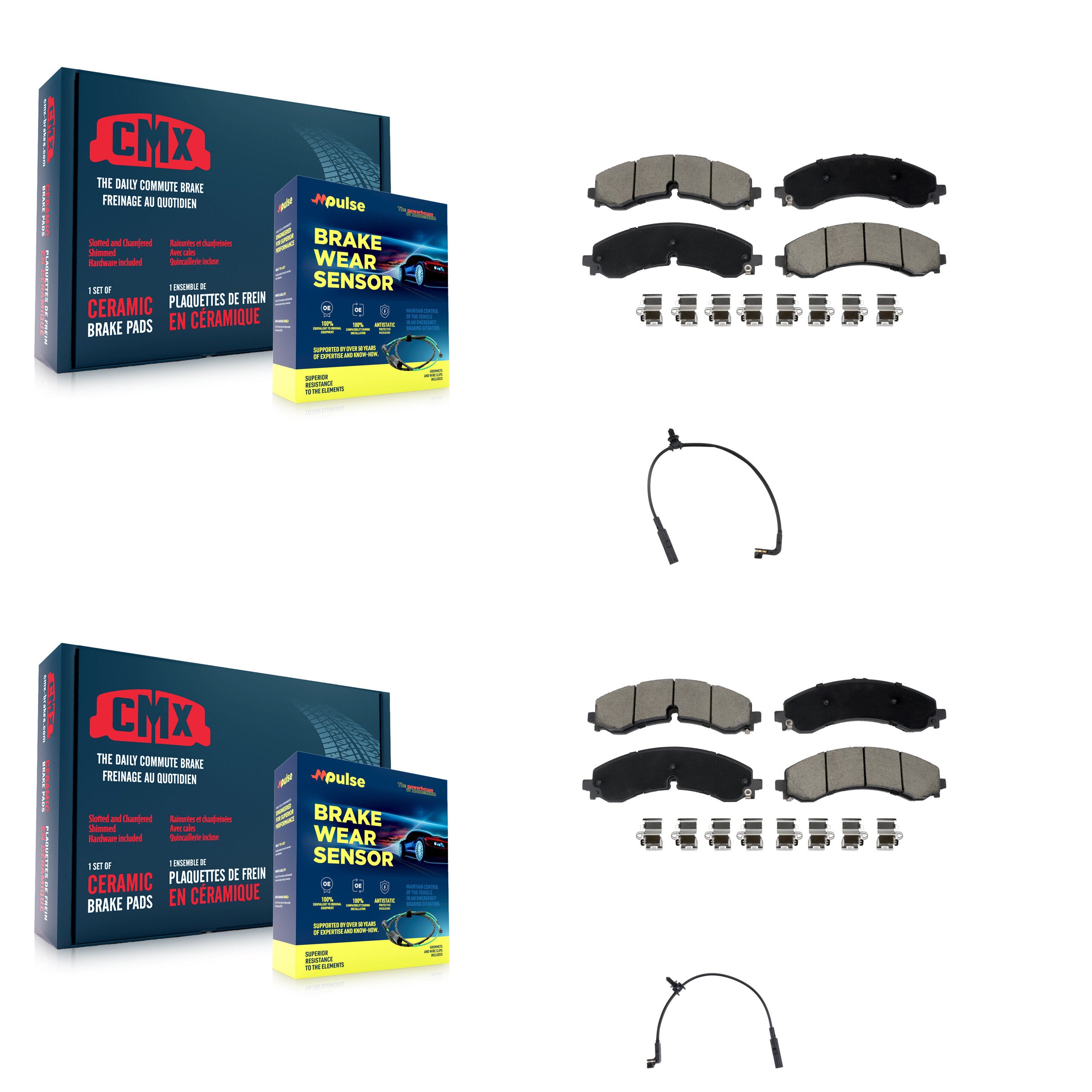 CMX KCW-101277 Disc Brake Pad for 2023-2024 Chevrolet Silverado 2500 HD, Chevrolet Silverado 3500 HD, GMC Sierra 2500 HD & more - Front and Rear product image