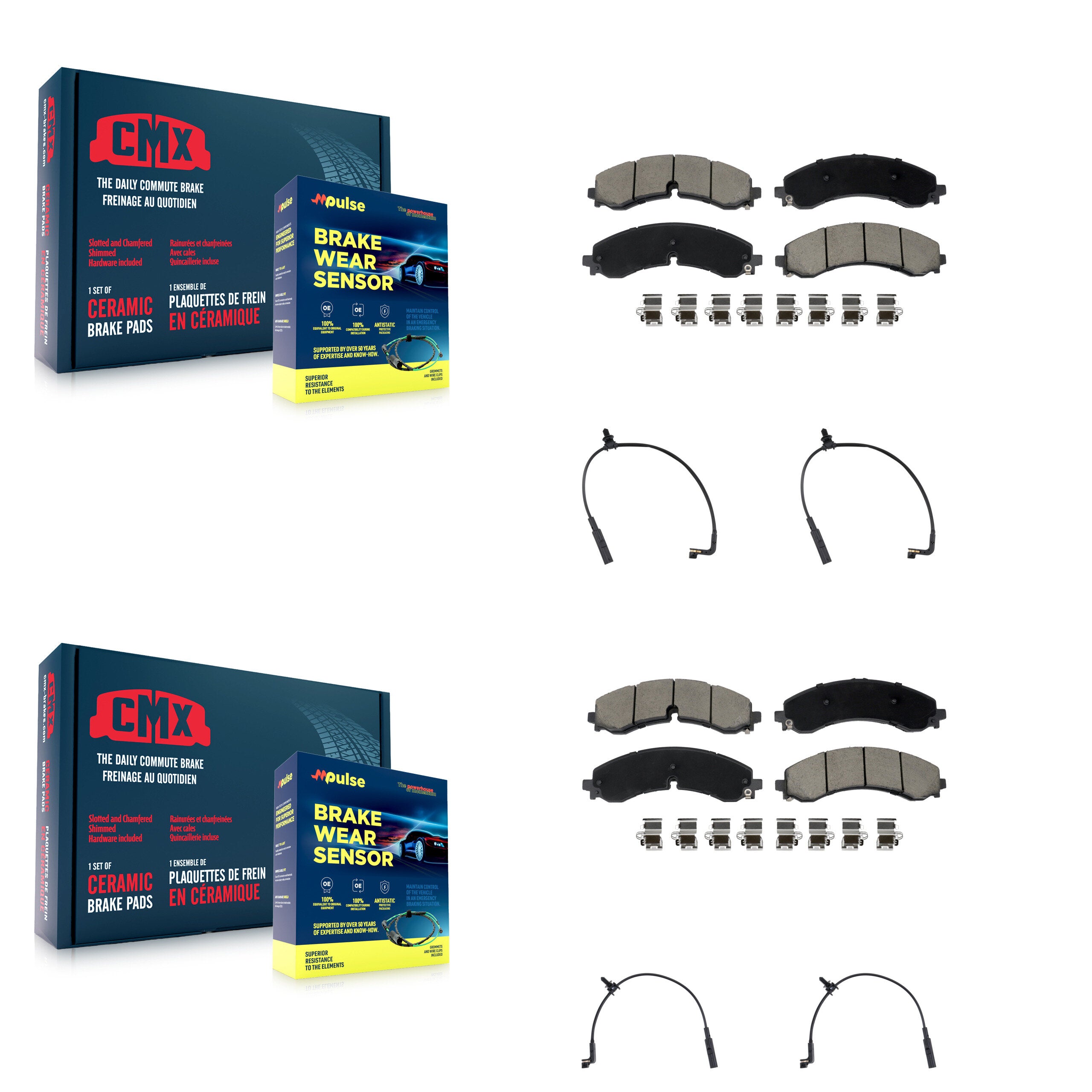 CMX KCW-101313 Disc Brake Pad for 2023-2024 Chevrolet Silverado 2500 HD, Chevrolet Silverado 3500 HD, GMC Sierra 2500 HD & more - Front and Rear product image