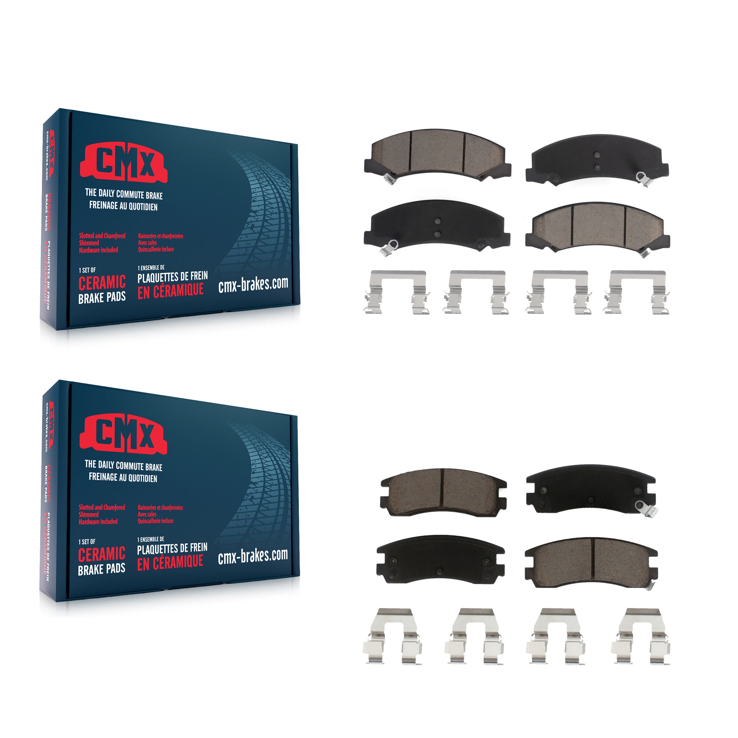 CMX KCX-100017 Disc Brake Pad for 2006-2010 Chevrolet Impala, Buick Allure, Buick LaCrosse & more - Front and Rear product image