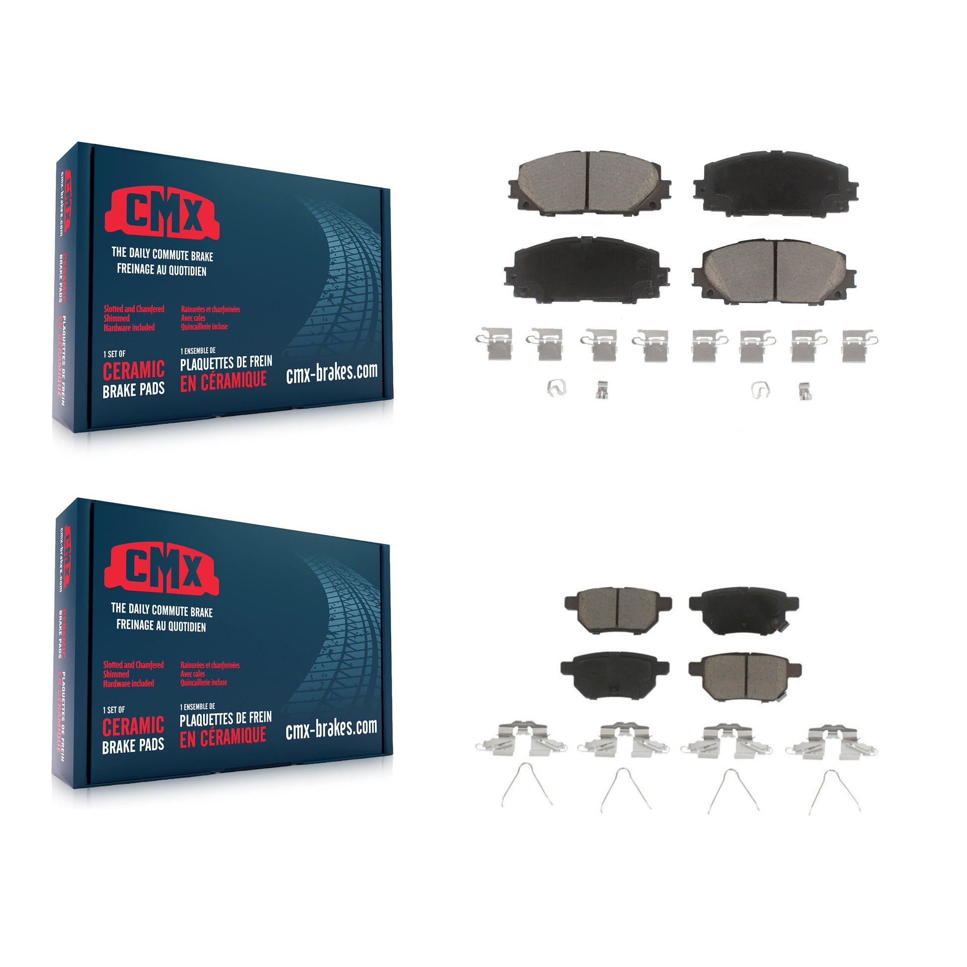 CMX KCX-100026 Disc Brake Pad for 2010-2022 Toyota Corolla, Toyota Prius AWD-e, Toyota Prius Prime & more - Front and Rear product image