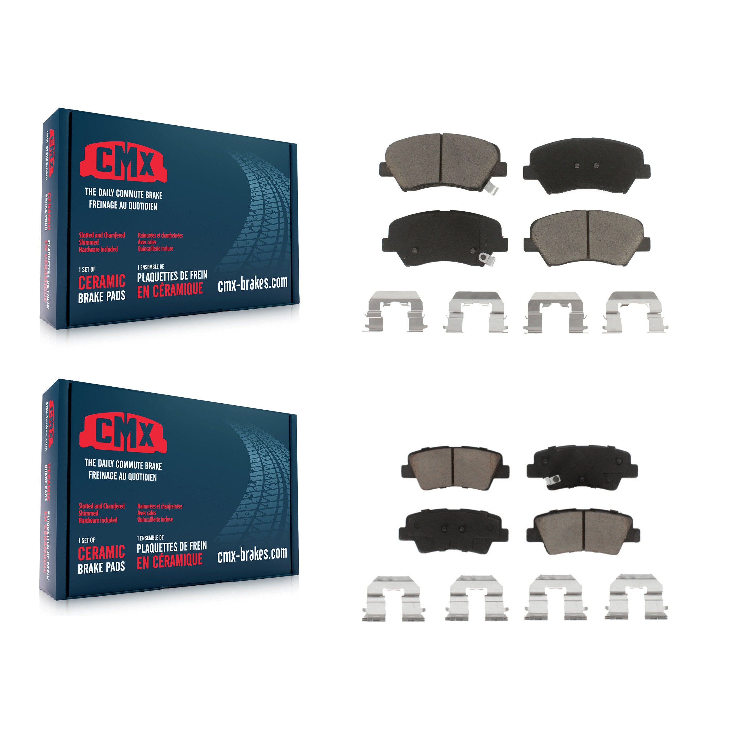 CMX KCX-100062 Disc Brake Pad for 2011-2018 Kia Rio, Hyundai Elantra GT, Kia Forte & more - Front and Rear product image