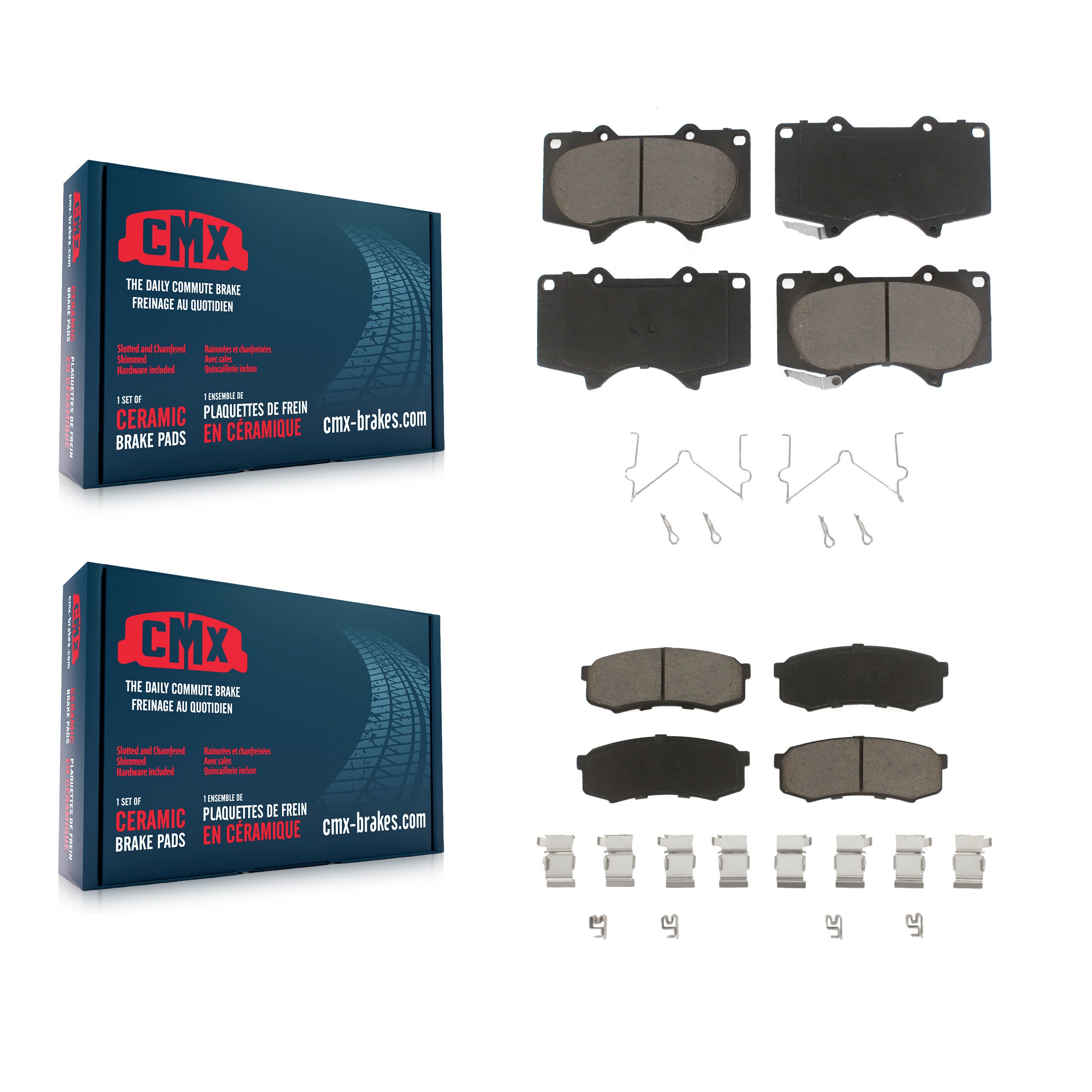 CMX KCX-100084 Disc Brake Pad for 2001-2023 Lexus GX460, Toyota FJ Cruiser, Toyota Sequoia & more - Front and Rear product image