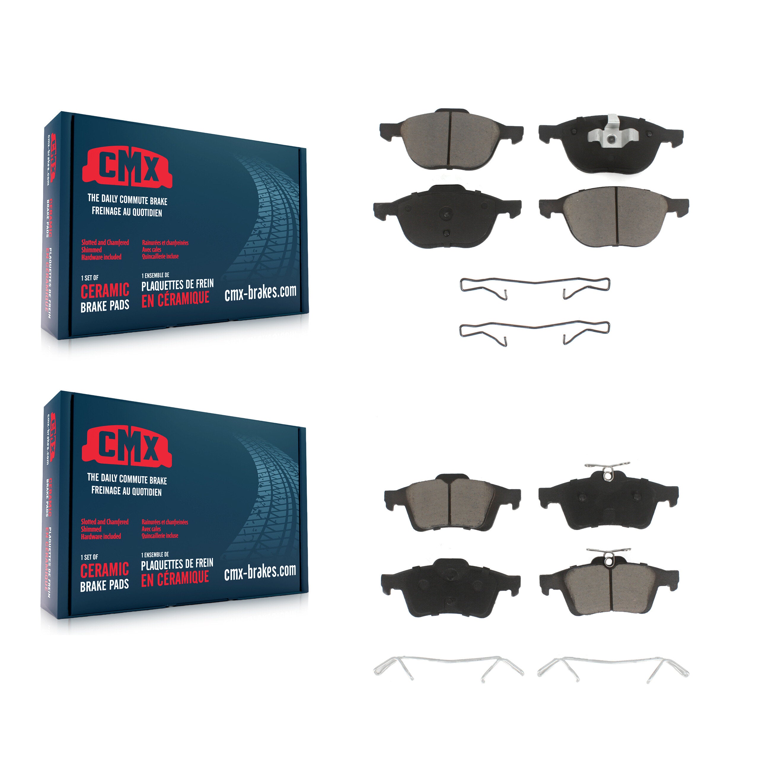 CMX KCX-100085 Disc Brake Pad for 2004-2022 Ford EcoSport, Ford Focus, Ford Transit Connect & more - Front and Rear product image