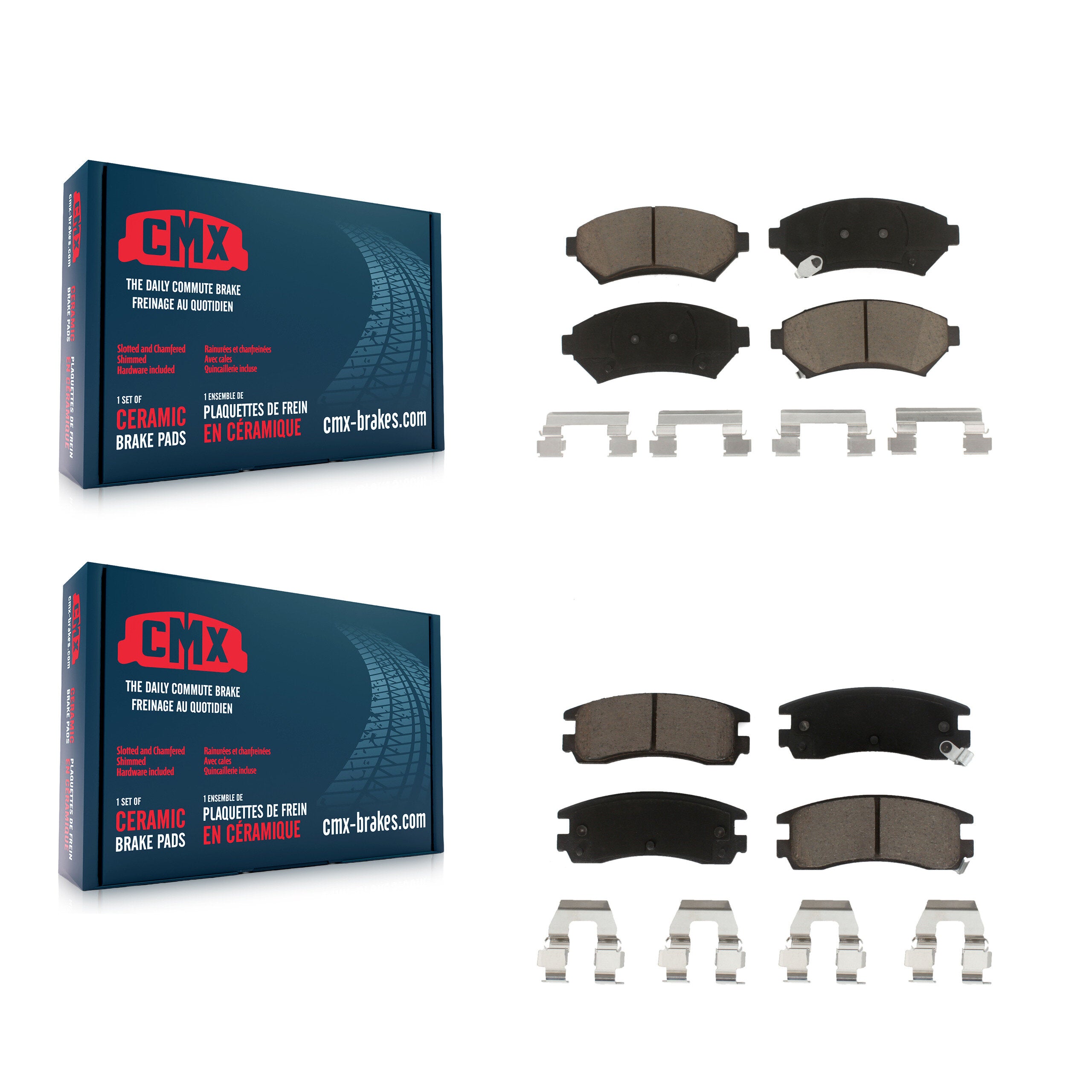 CMX KCX-100124 Disc Brake Pad for 1997-2005 Chevrolet Venture, Pontiac Bonneville, Cadillac Seville & more - Front and Rear product image