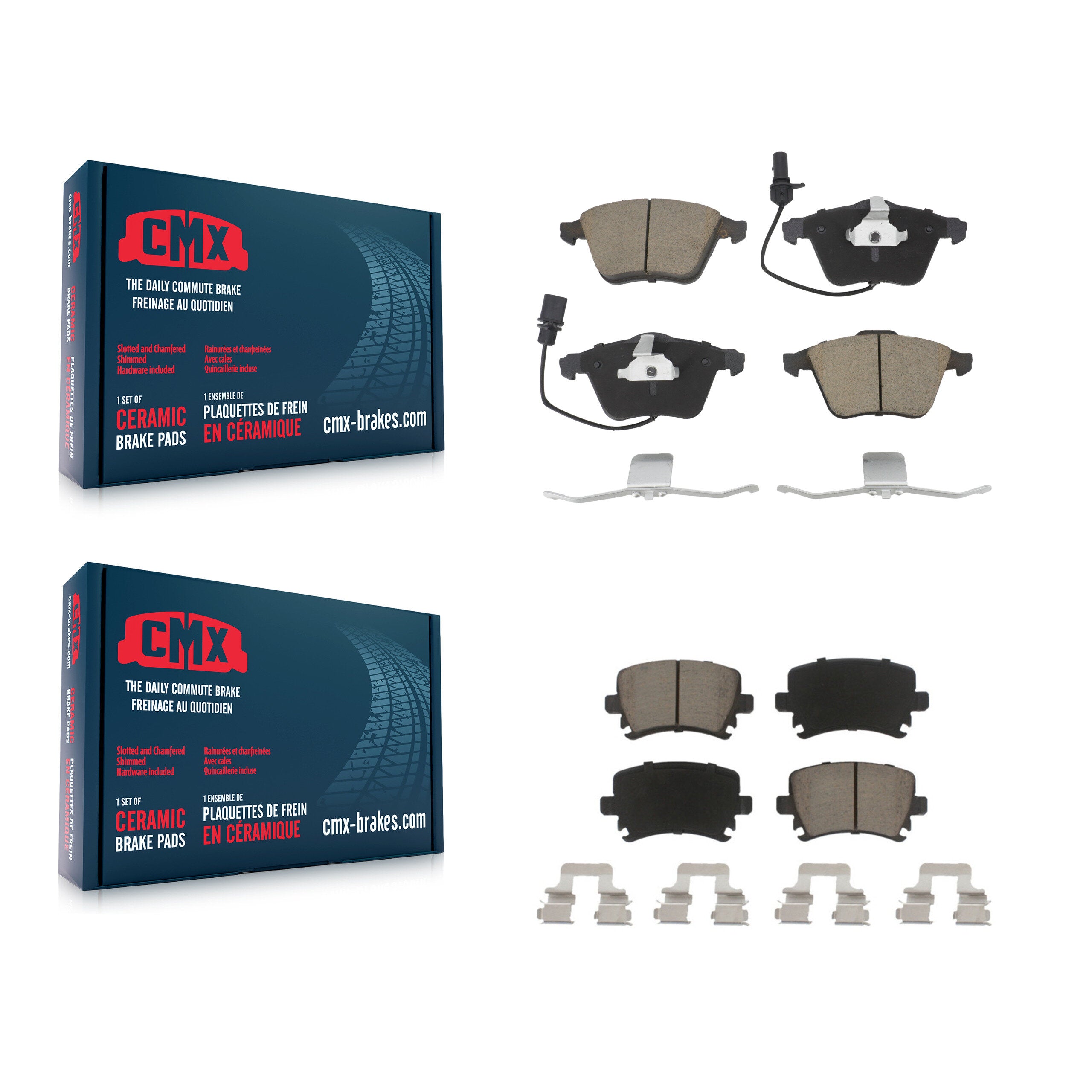CMX KCX-100143 Disc Brake Pad for 2005-2015 Volkswagen Golf R, Audi TTS Quattro, Volkswagen CC & more - Front and Rear product image