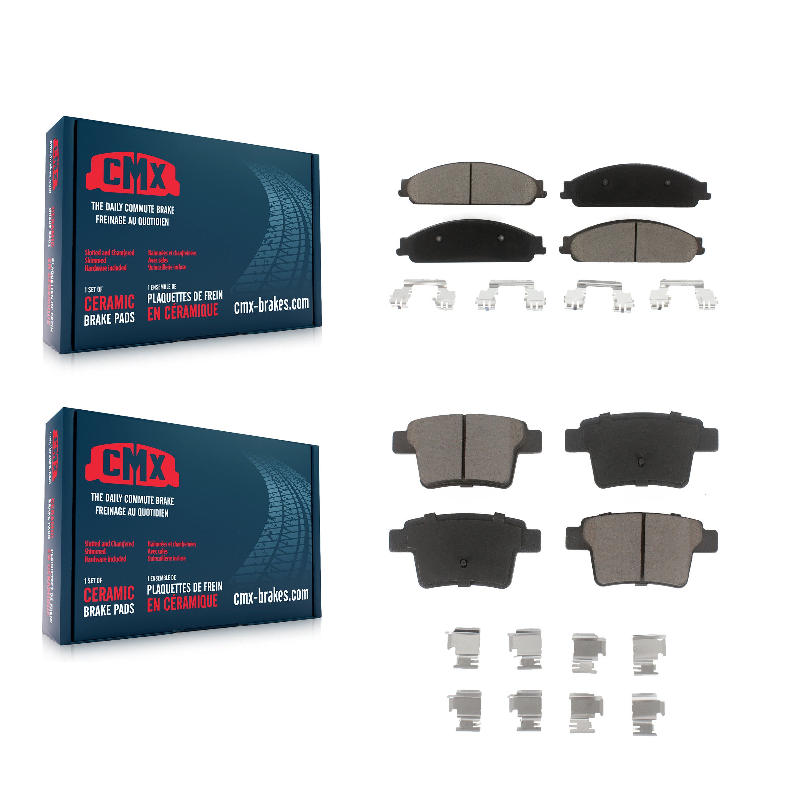 CMX KCX-100168 Disc Brake Pad for 2005-2009 Ford Taurus, Ford Taurus X, Mercury Sable & more - Front and Rear product image
