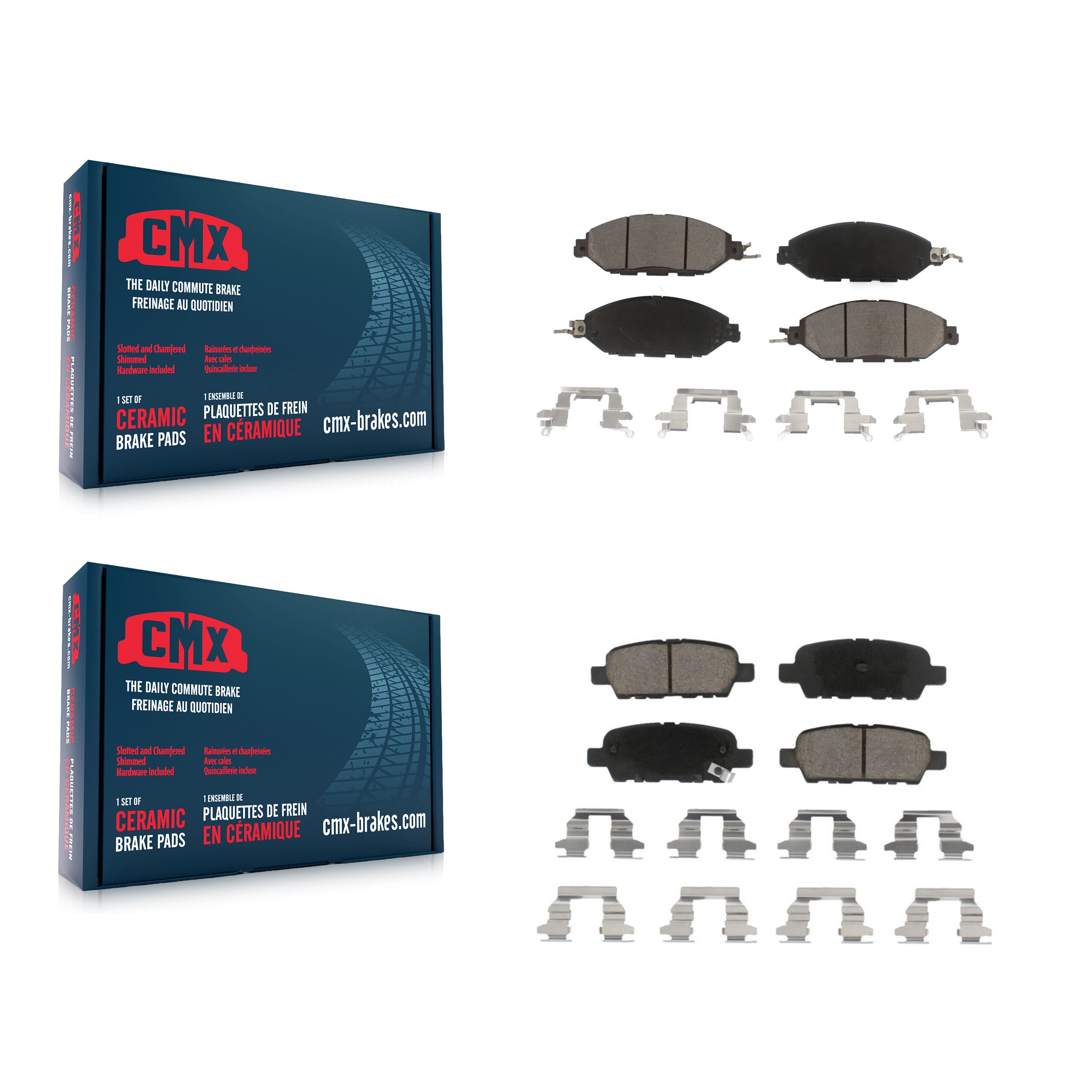 CMX KCX-100178 Disc Brake Pad for 2013-2024 Nissan Murano, INFINITI QX60, INFINITI JX35 & more - Front and Rear product image