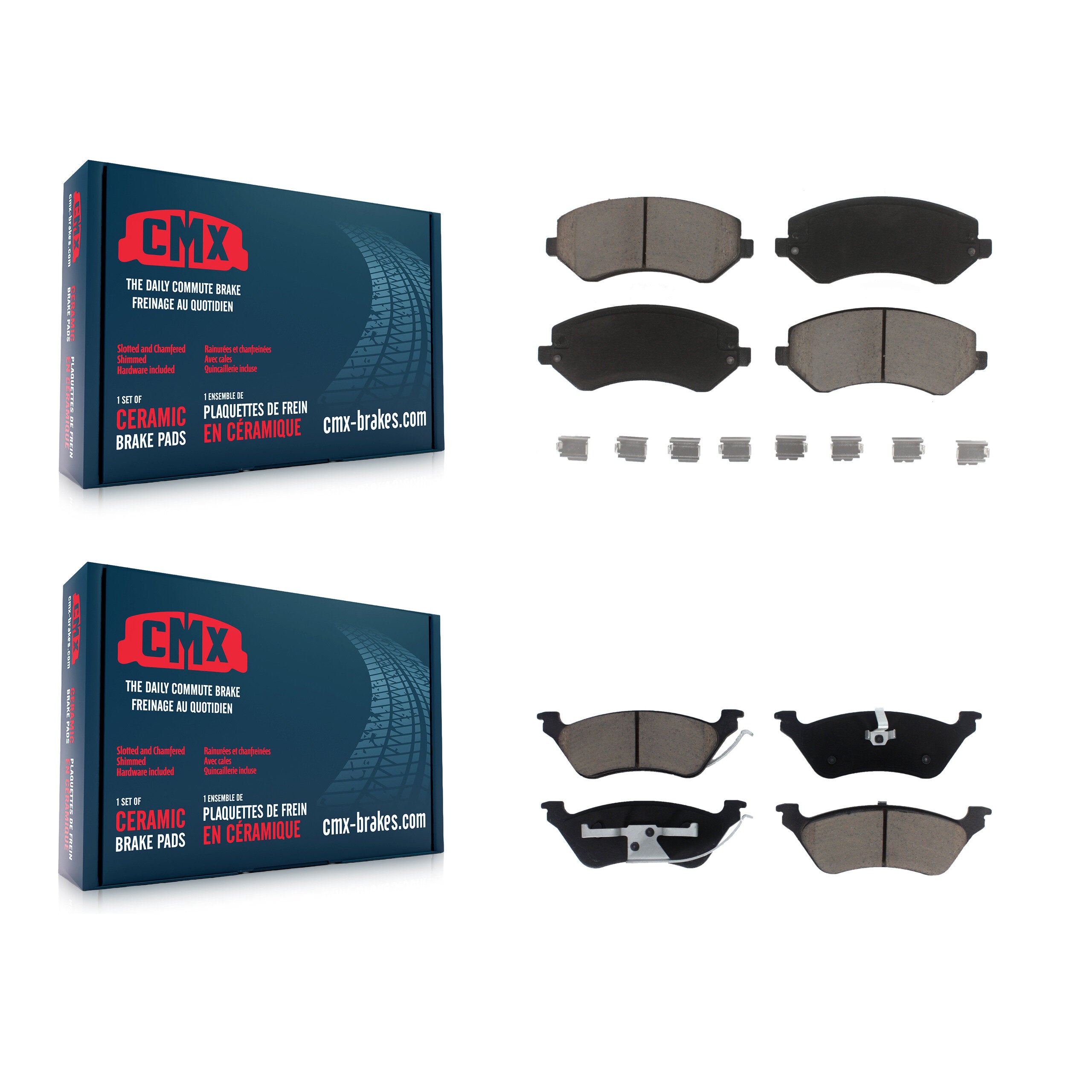 CMX KCX-100181 Disc Brake Pad for 2001-2007 Dodge Caravan, Chrysler Town & Country, Chrysler Voyager & more - Front and Rear product image