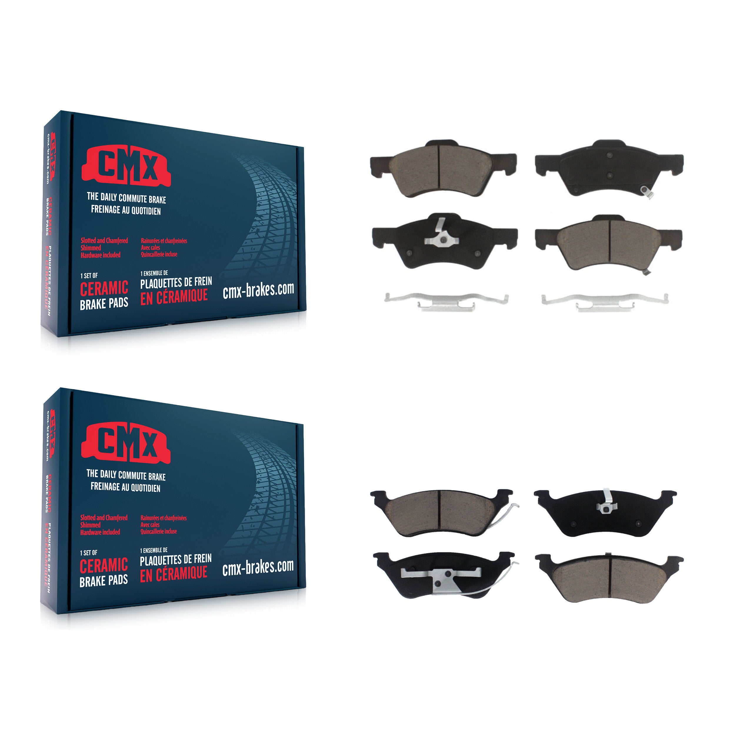 CMX KCX-100182 Disc Brake Pad for 2001-2007 Dodge Grand Caravan, Chrysler Town & Country, Dodge Caravan & more - Front and Rear product image