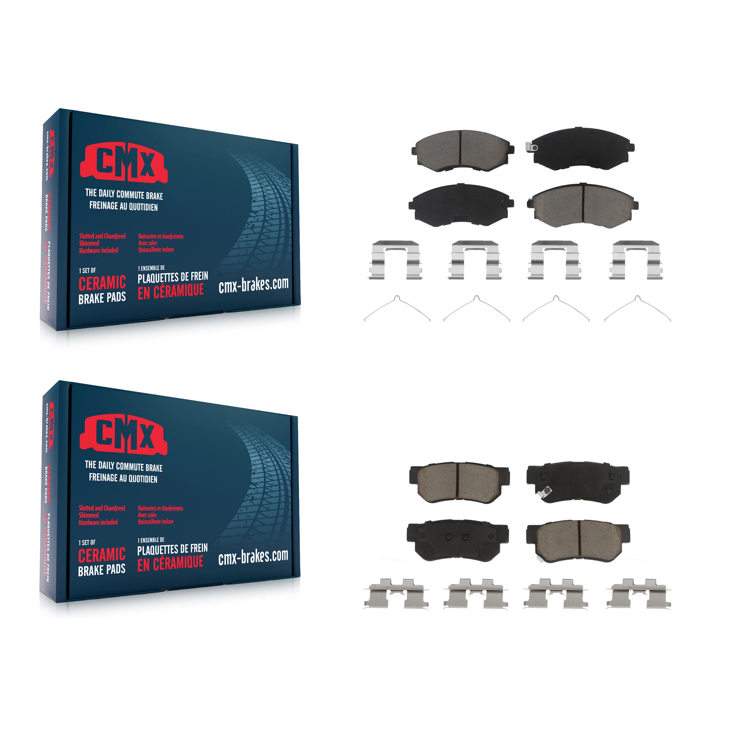 CMX KCX-100188 Disc Brake Pad for 1999-2004 Hyundai Sonata, Kia Magentis, Kia Optima - Front and Rear product image