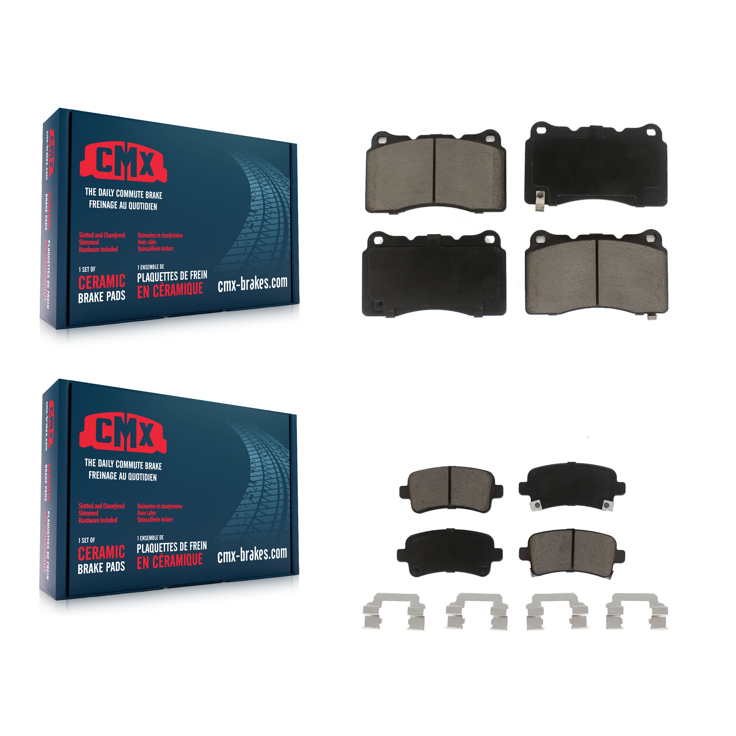 CMX KCX-100218 Disc Brake Pad for 2011-2019 Cadillac XTS, Buick Regal, Saab 9-5 - Front and Rear product image