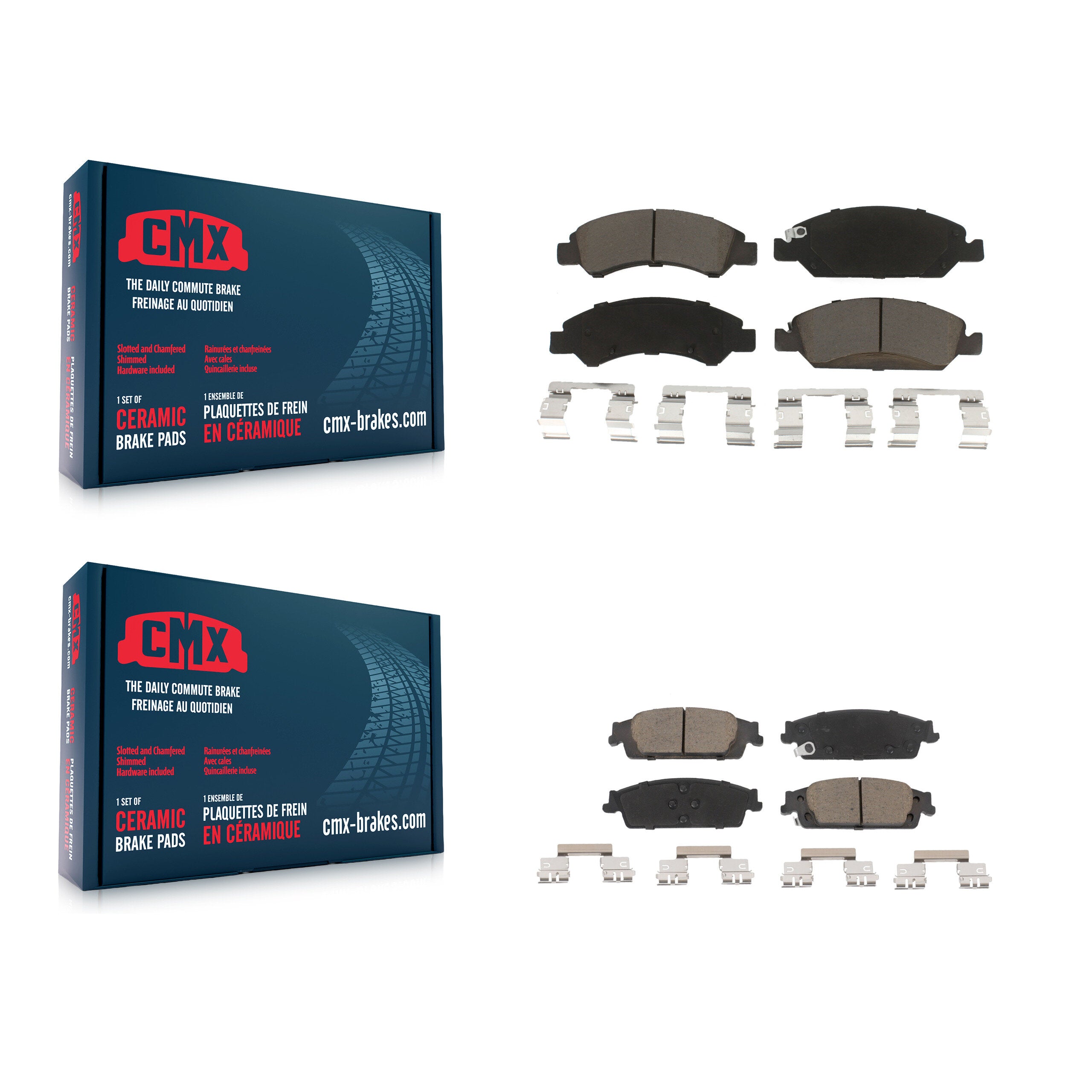 CMX KCX-100219 Disc Brake Pad for 2014-2020 Chevrolet Silverado 1500 LD, GMC Sierra 1500 Limited, Cadillac Escalade & more - Front and Rear product image