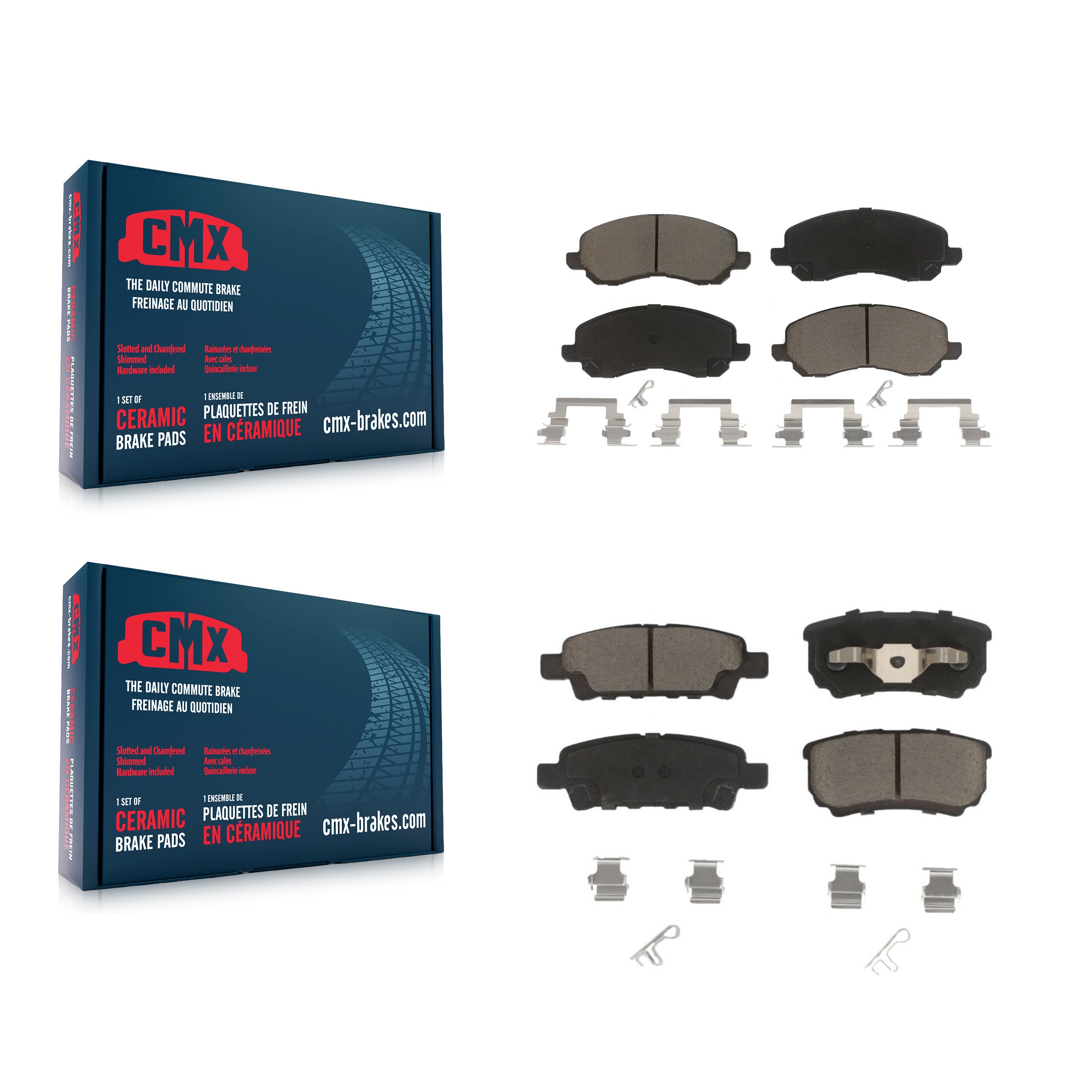 CMX KCX-100227 Disc Brake Pad for 2004-2017 Mitsubishi Lancer, Chrysler 200, Dodge Caliber & more - Front and Rear product image