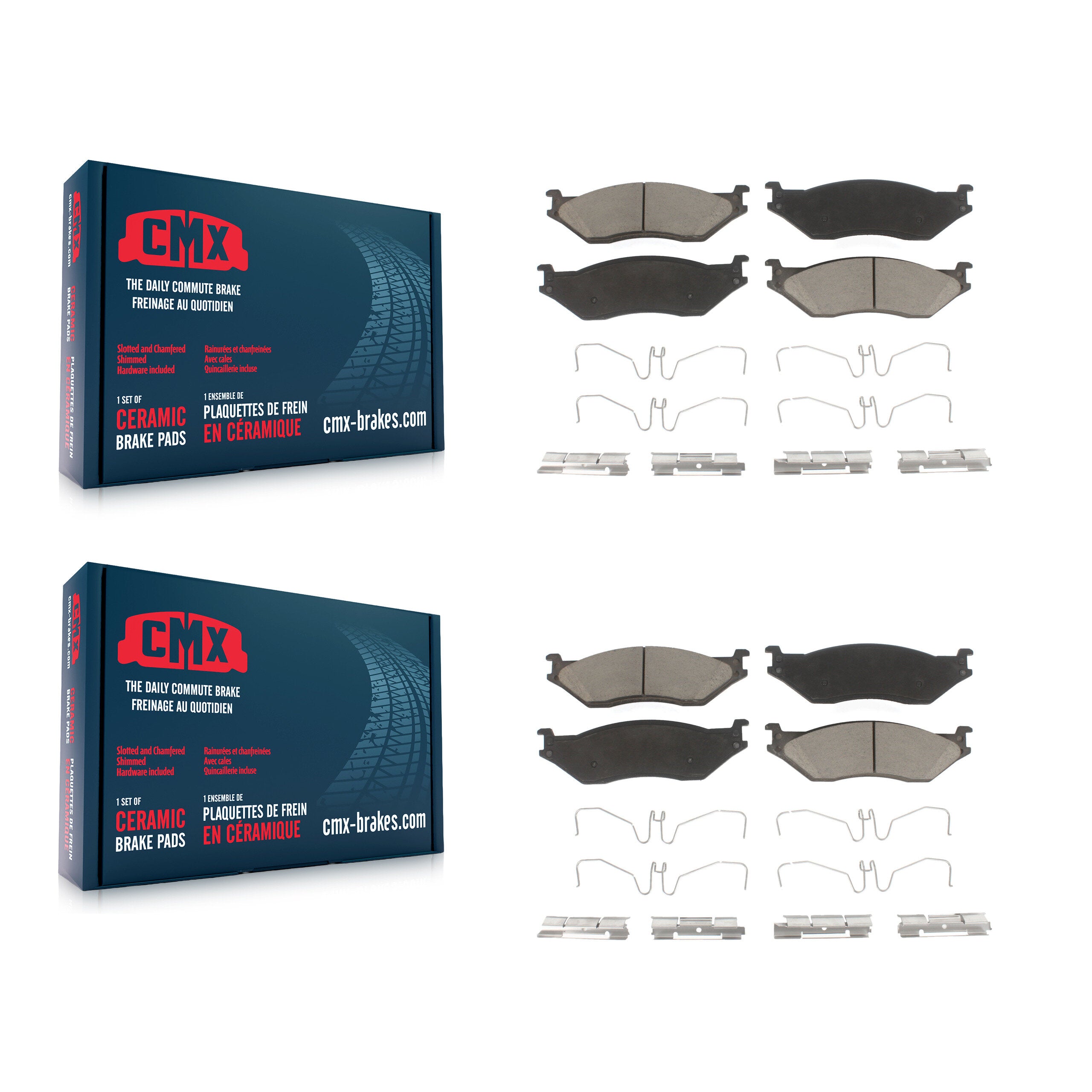 CMX KCX-100228 Disc Brake Pad for 1999-2021 Ford F-53 Motorhome Chassis, Ford F-59 Commercial Stripped Chassis, IC Corporation AE School Bus & more - Front and Rear product image