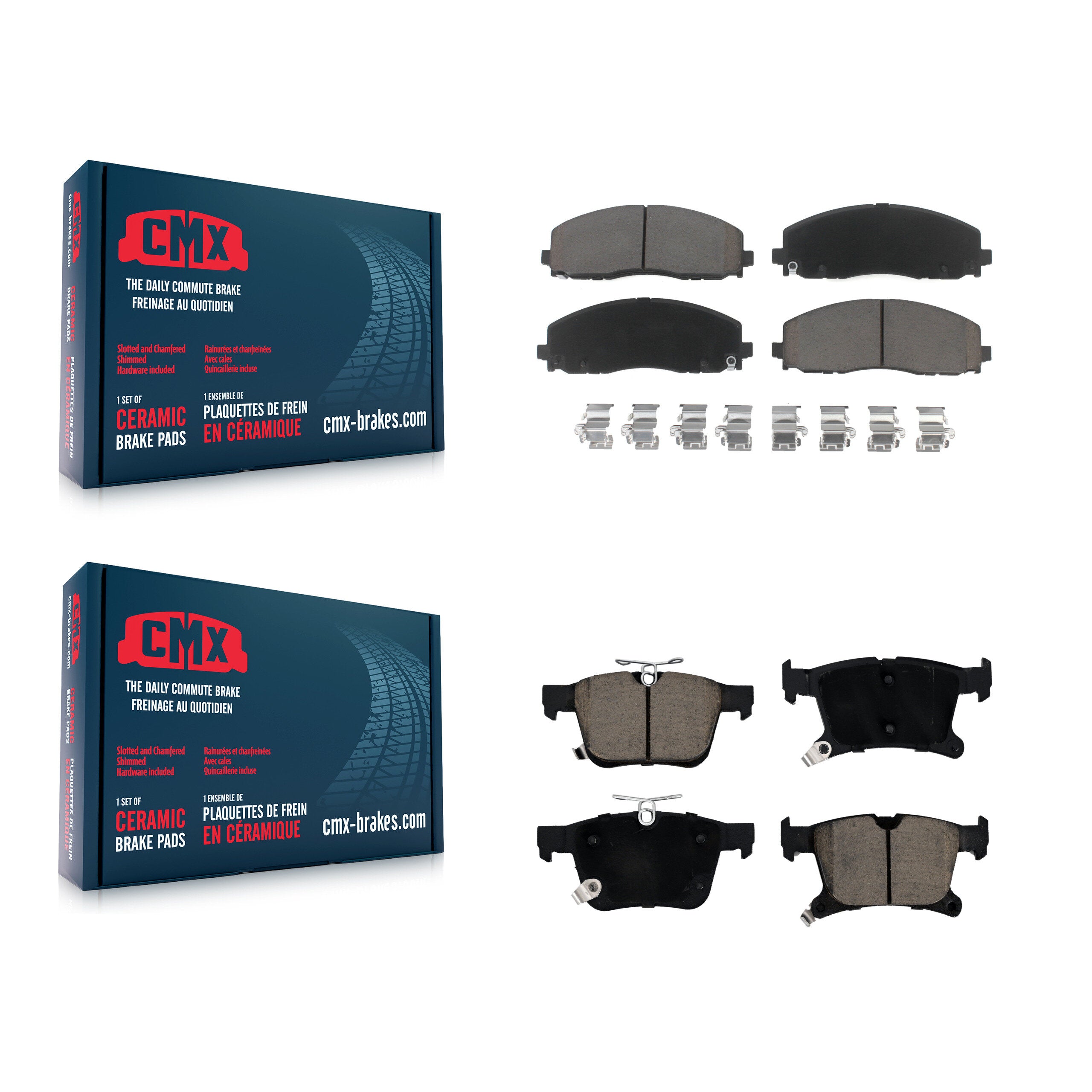 CMX KCX-100235 Disc Brake Pad for 2017-2024 Chrysler Pacifica, Chrysler Grand Caravan, Chrysler Voyager - Front and Rear product image